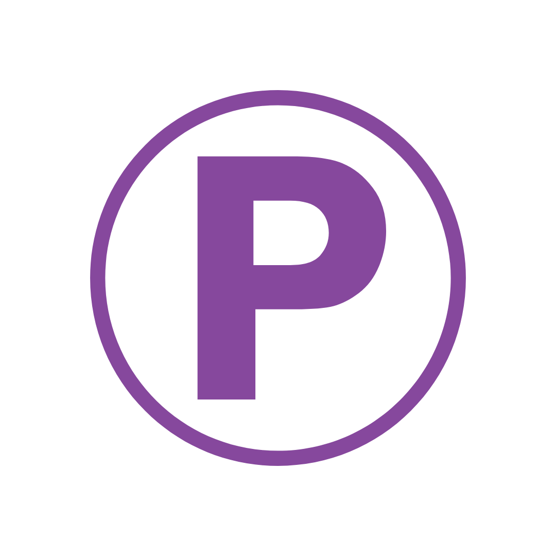 Parking symbol showing the letter P inside a circle