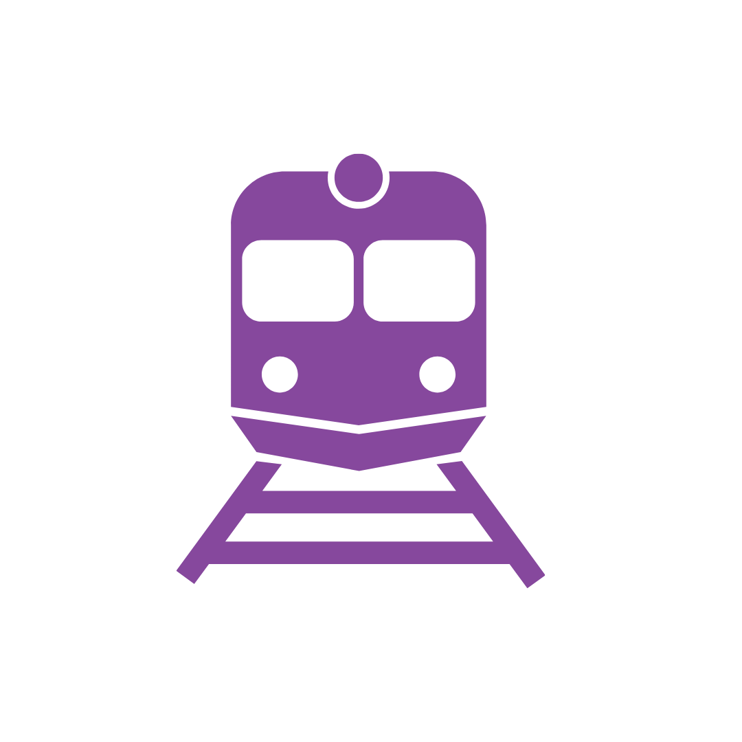 Train symbol showing a front-facing train on tracks