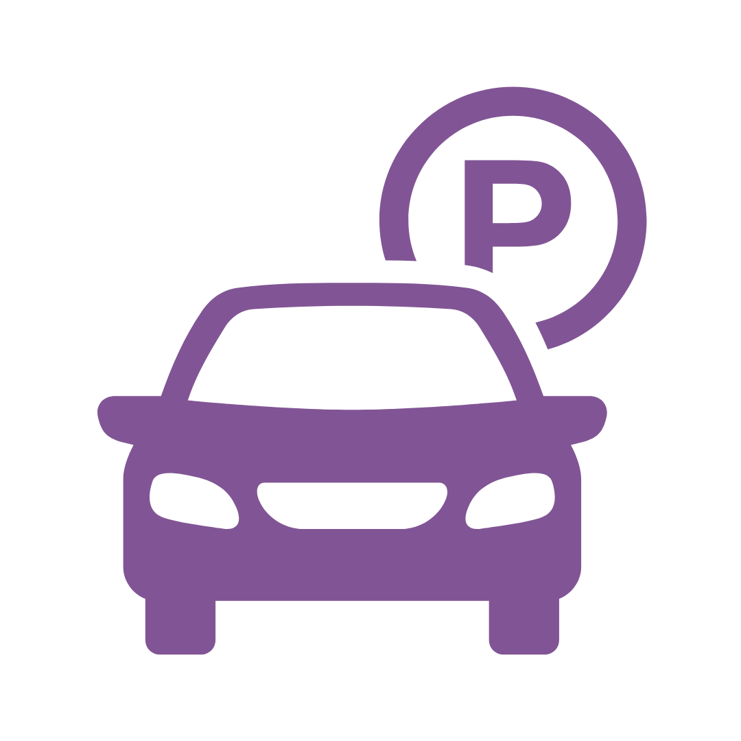 car and a p in a circle to show free parking