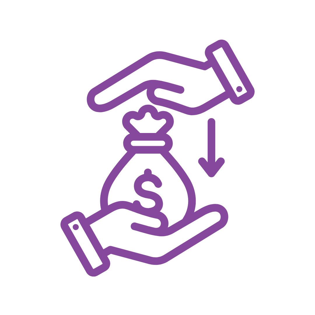 hands holding a money bag logo