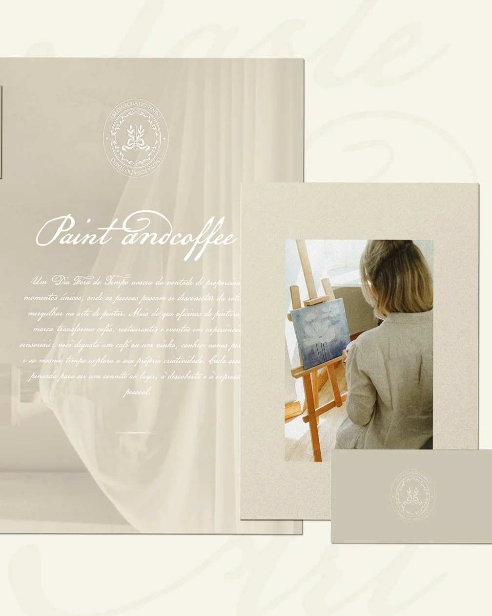 Tive o prazer de criar a identidade visual dessa marca com aten&ccedil;&atilde;o a cada detalhe. O s&iacute;mbolo central, um pincel envolto em um la&ccedil;o, nasce da ideia de transformar a pintura em um presente que voc&ecirc; se d&aacute; a si me