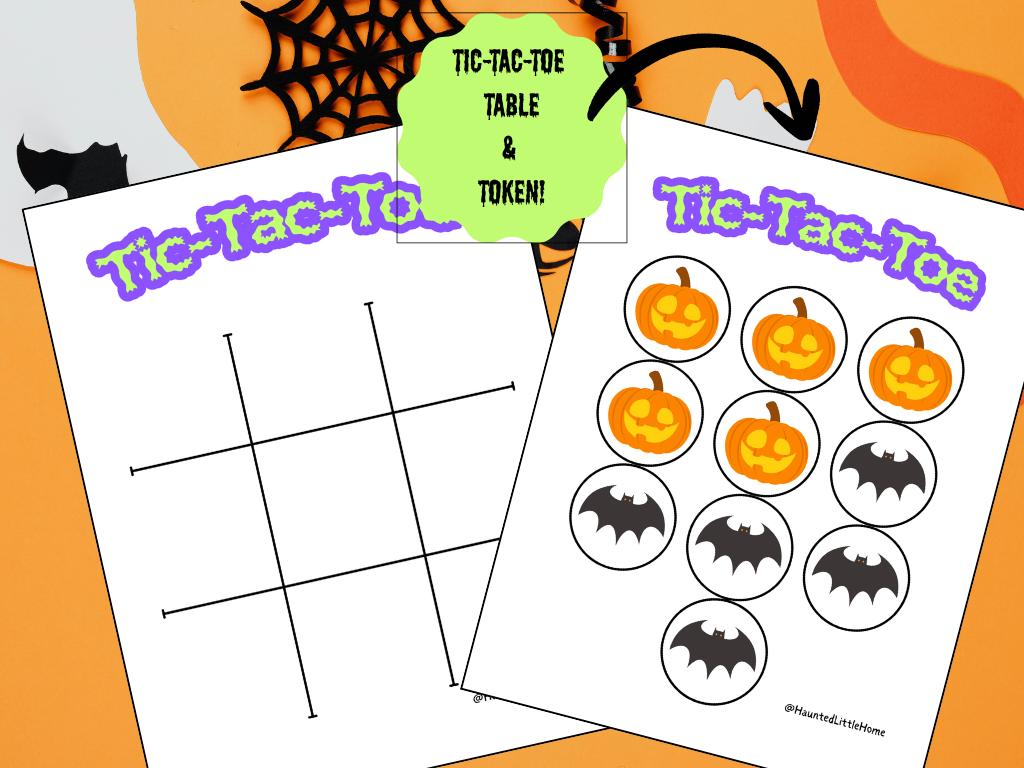 Spooky Halloween Tic-Tac-Toe Printable Game | Instant Download PDF with Pumpkins & Bats Tokens