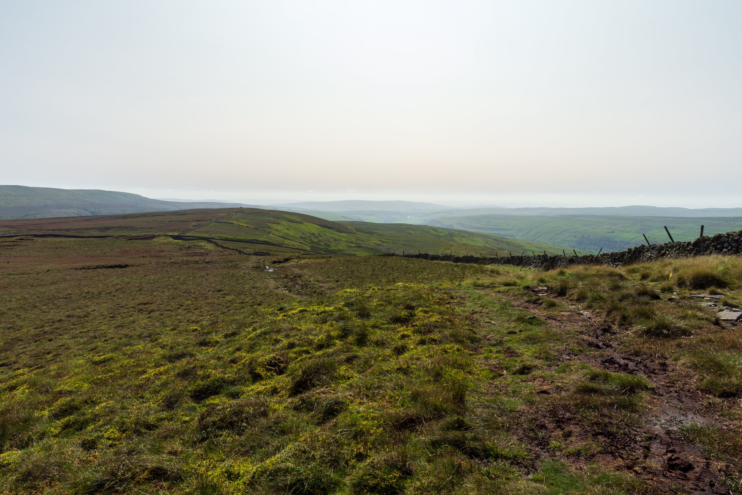 A very empty and boggy moor! Great Whernside on the left.