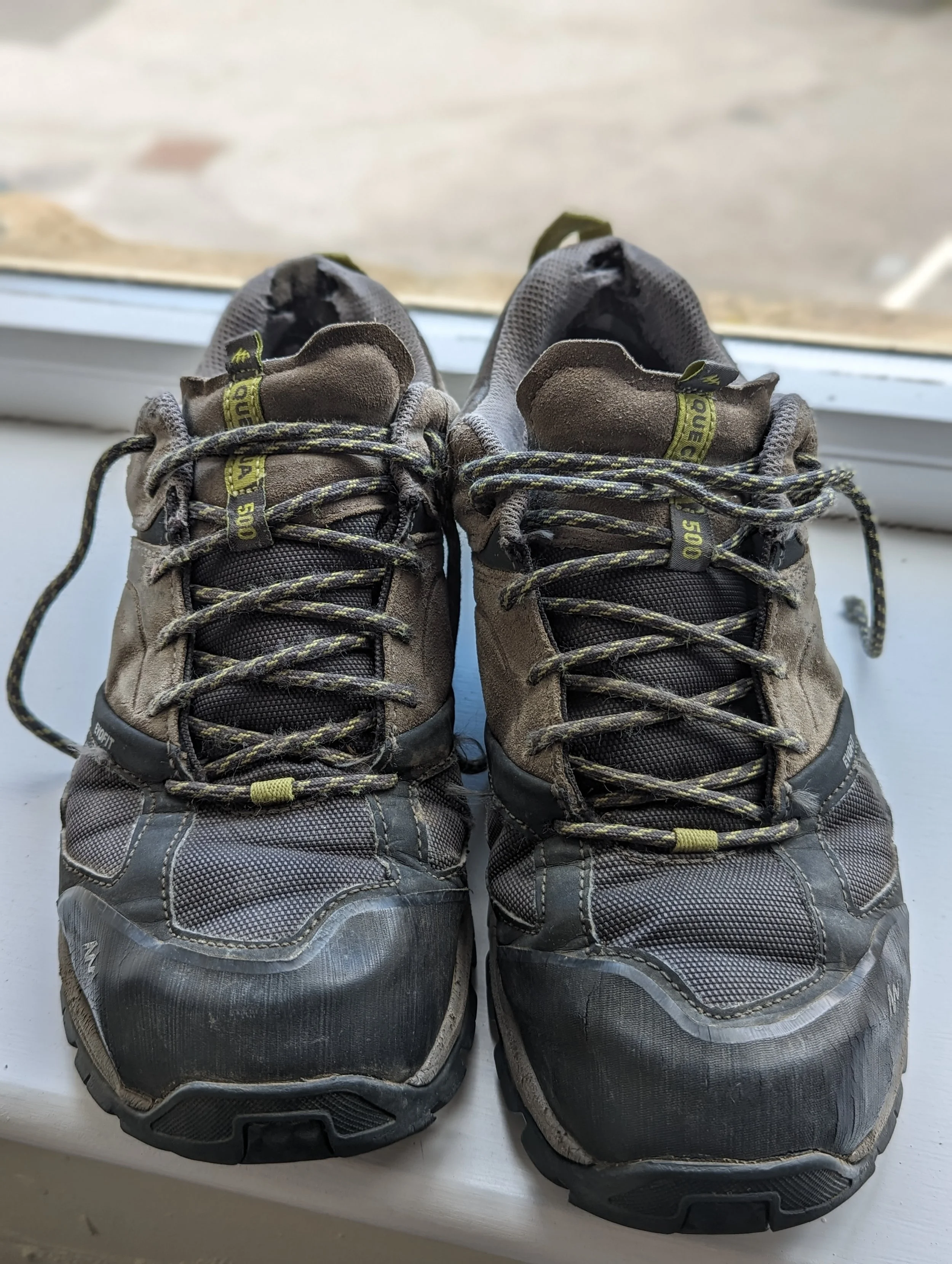 Well-worn pair of Decathlon Men's MH500 Waterproof Walking Shoe