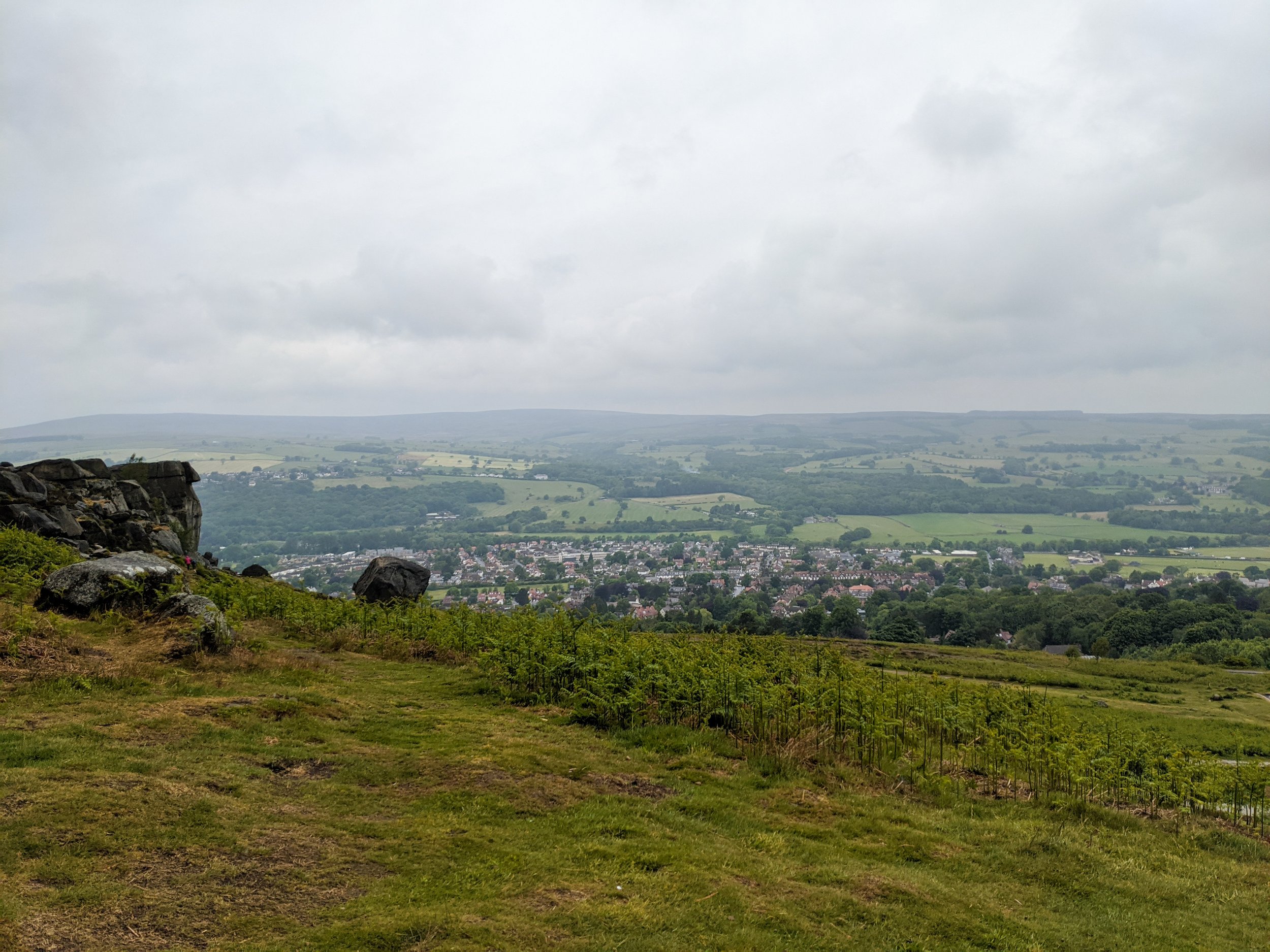 Ilkley, viewed from Ilkley Moor, part of Rombalds Moor, neat the Cow and Calf rocks
