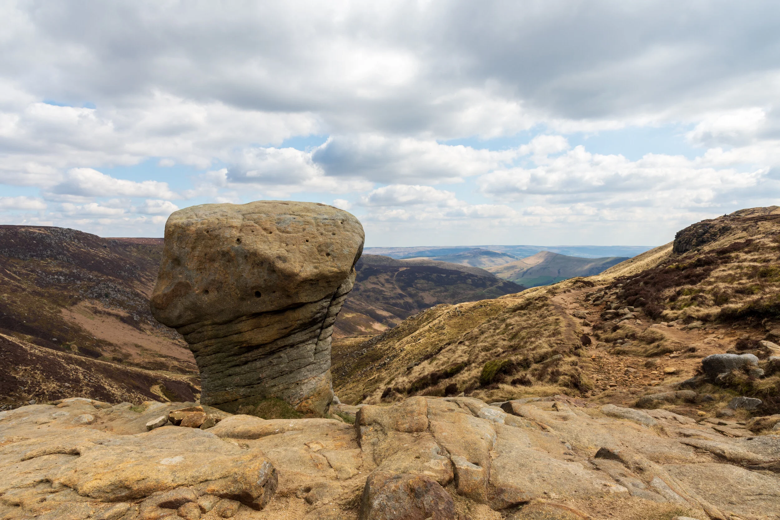 One of the many millstone grit rock formations on the plateau