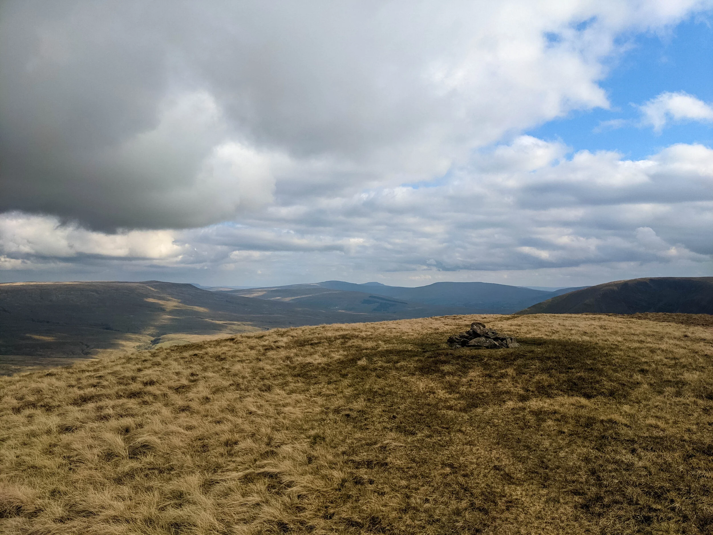 The view from the summit, looing towards the Yorkshire Three Peaks