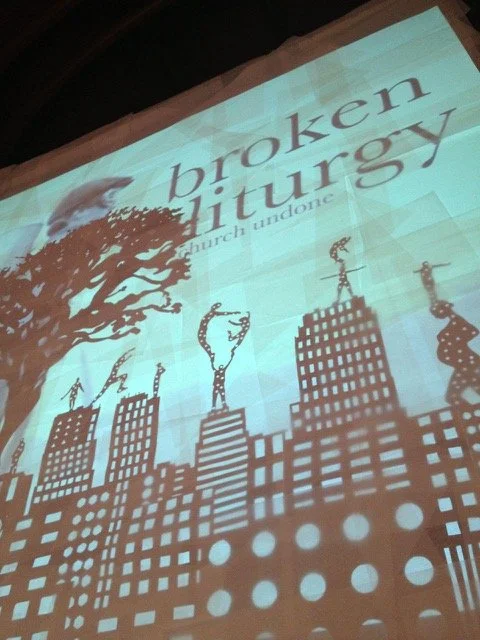 A Broken Liturgy with John Hart and Peter Rollins | 2013, Philadelphia | paper and projection, 15 x 18 feet