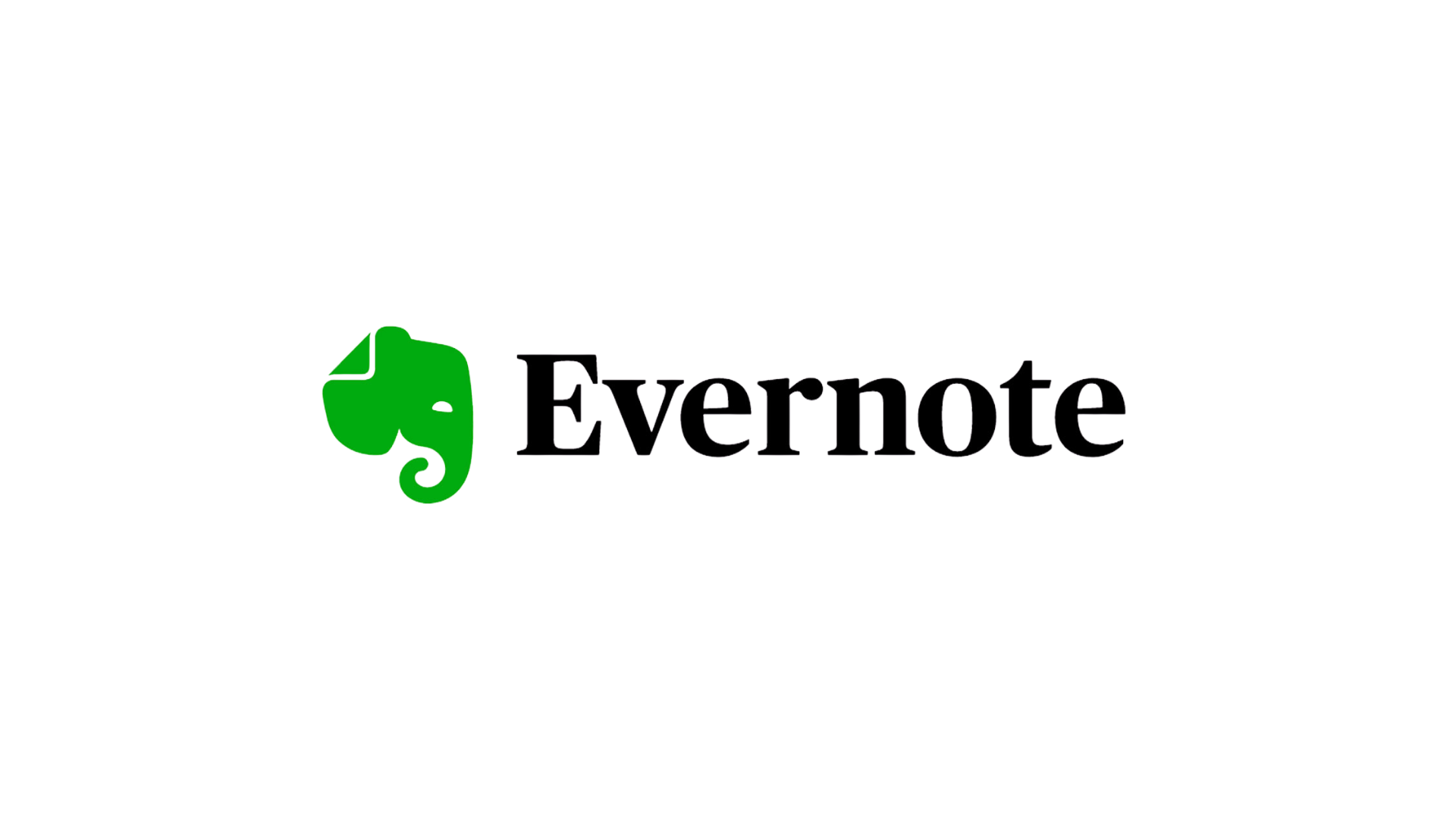 The Evernote logo with the text 'Evernote' in black font and a green elephant icon to the left of the text.