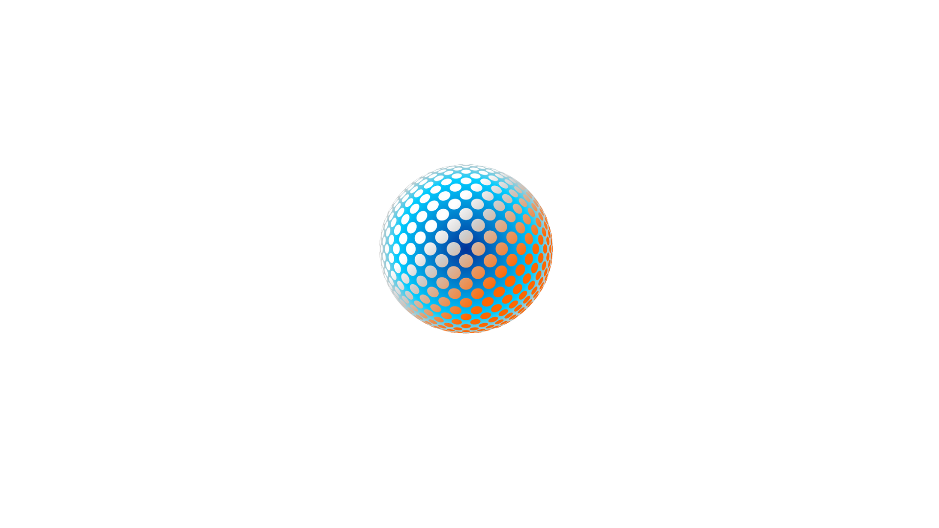 Graphic with a metallic dotted sphere connected to colored rectangular blocks