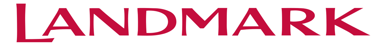 The word 'LANDMARK' written in bold, dark red letters on a white background.