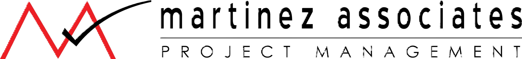 Logo for Martinez Associates Project Management, featuring red and black stylized mountain peaks.