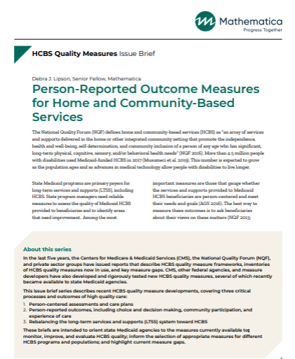 Person-Reported Outcome Measures for Home and Community-Based Services