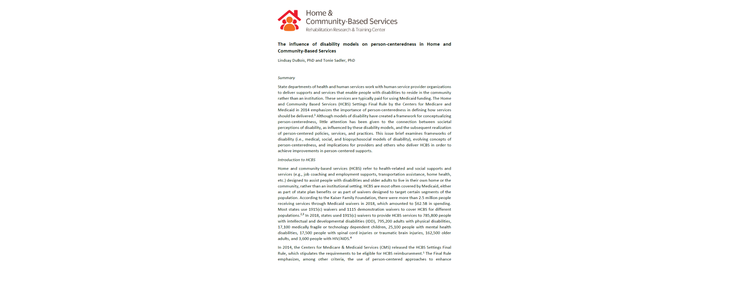 The Influence of Disability Models on Person-Centeredness in Home and Community-Based Services