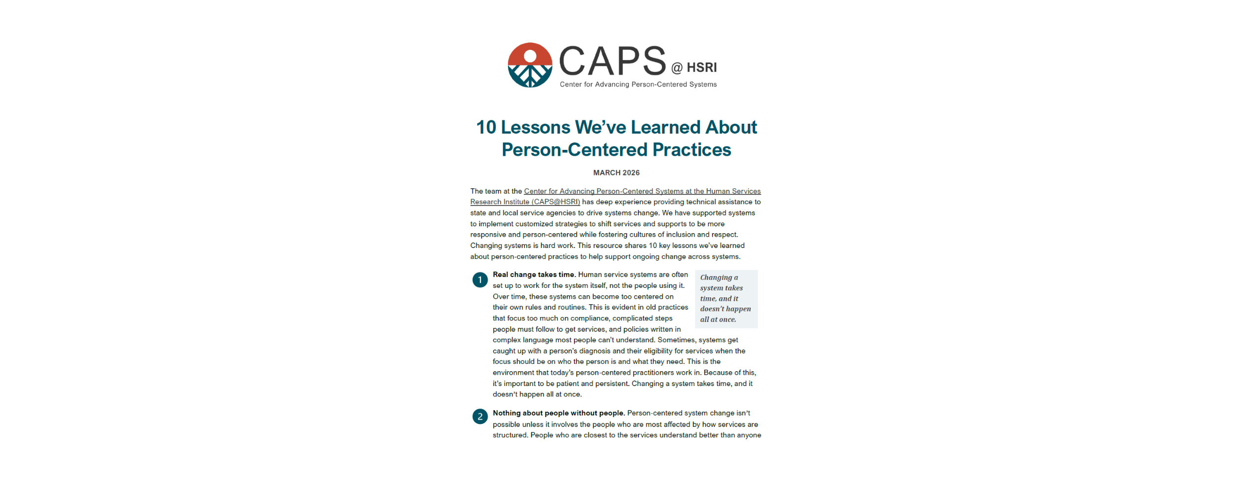 10 Lessons We’ve Learned About Person-Centered Practices