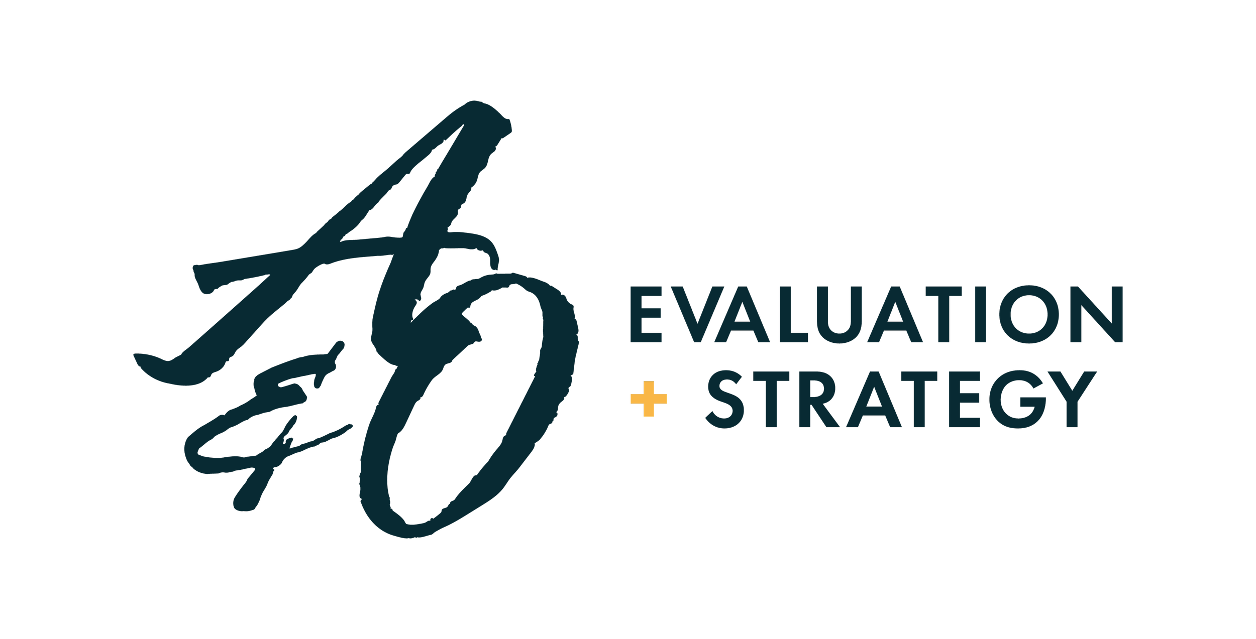 Logo with large stylized text 'A' and the words 'Evaluation + Strategy' to the right.