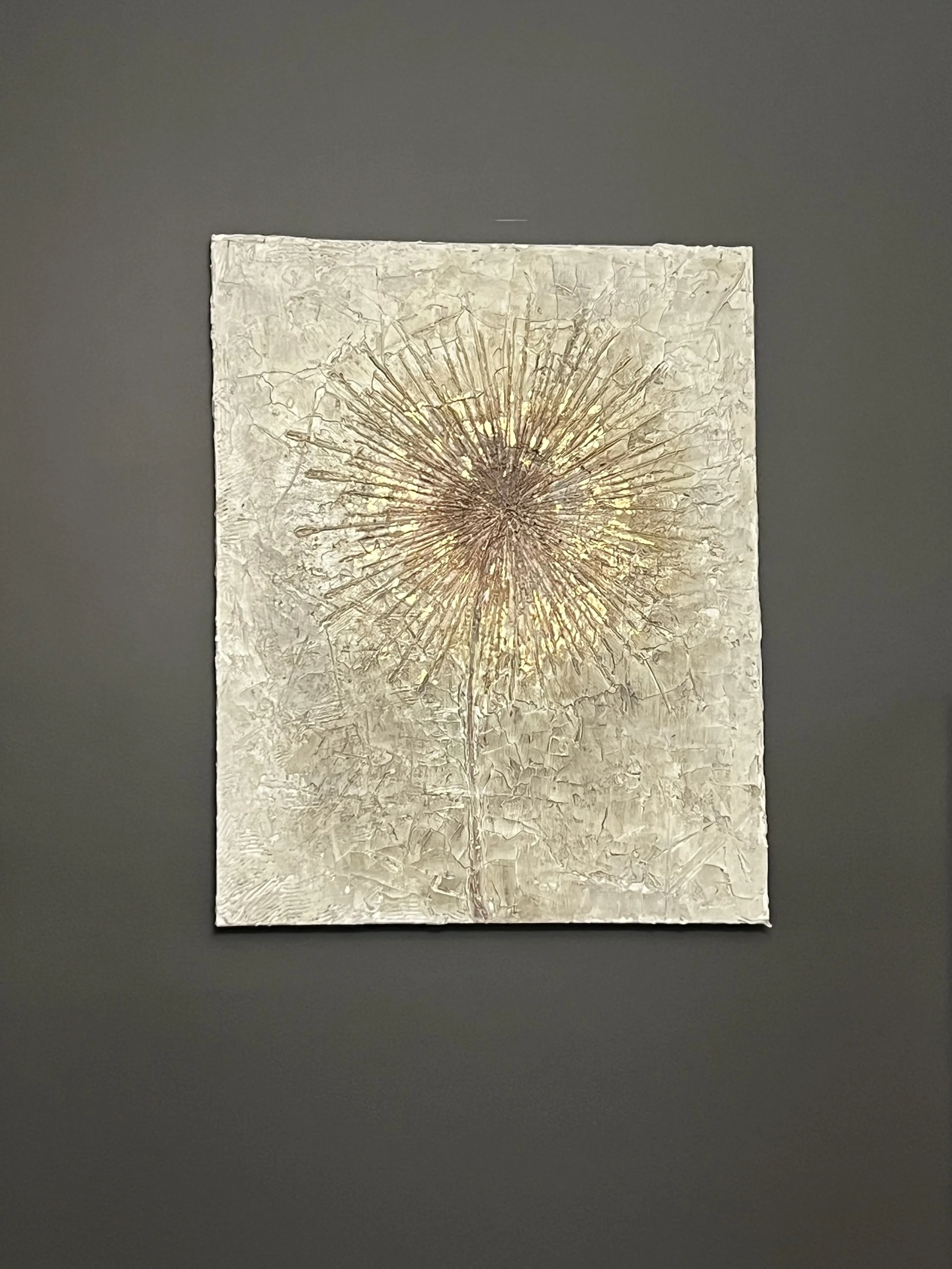 Mixed media plaster abstract with floating frame