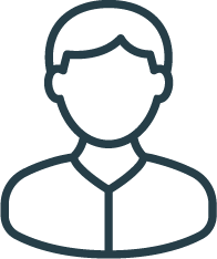 Outline of a person with short hair wearing a collared shirt.