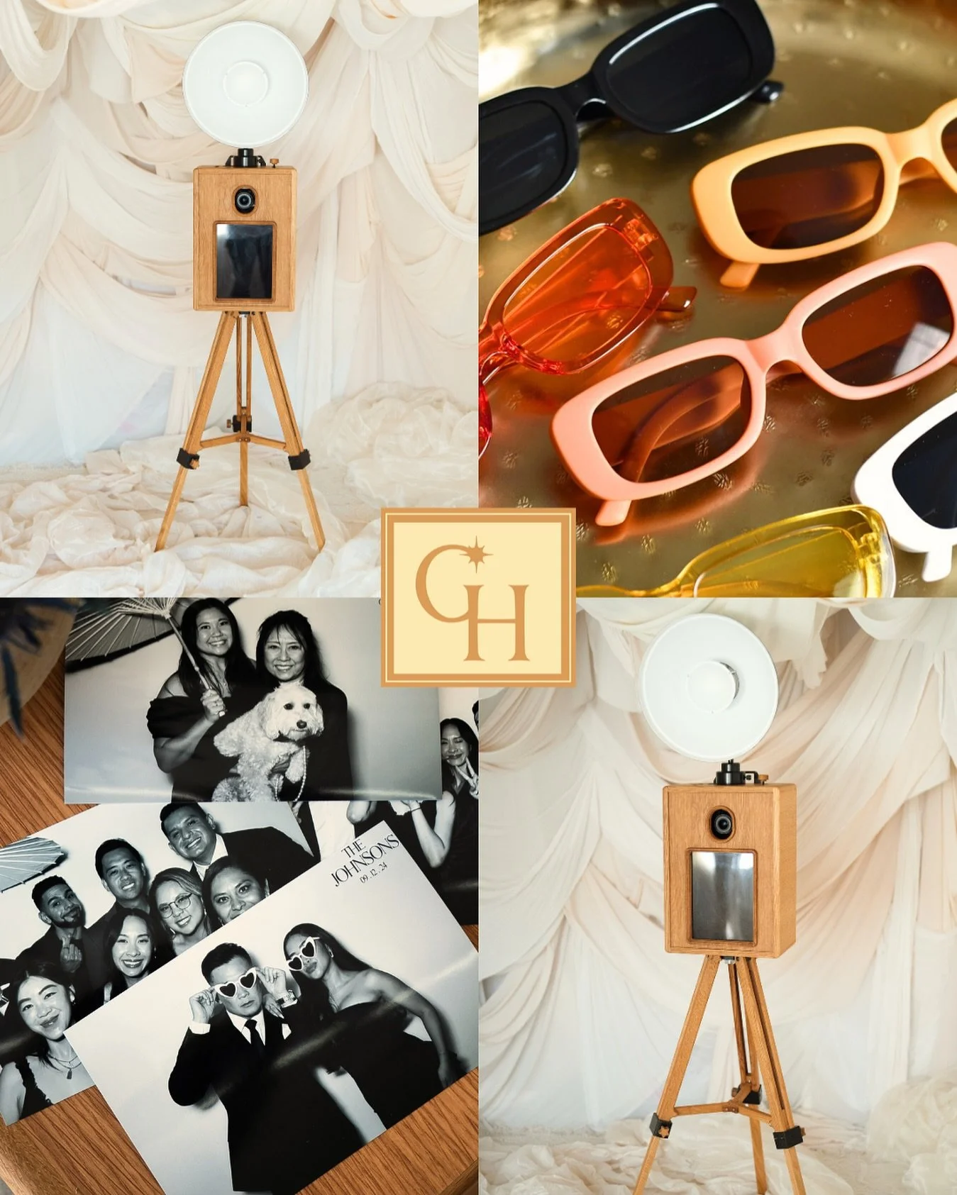 An artisan crafted photo booth, thoughtfully curated props, and timeless backdrops make for an amazing experience for your event guests. Now booking 2026 events and beyond - DM us to inquire! 💛