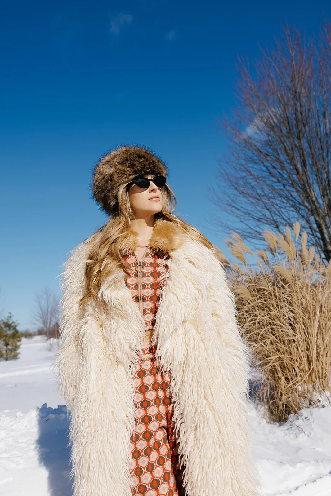 Woman in a fur coat | Dune Bird Winery | Mae Stier Photography