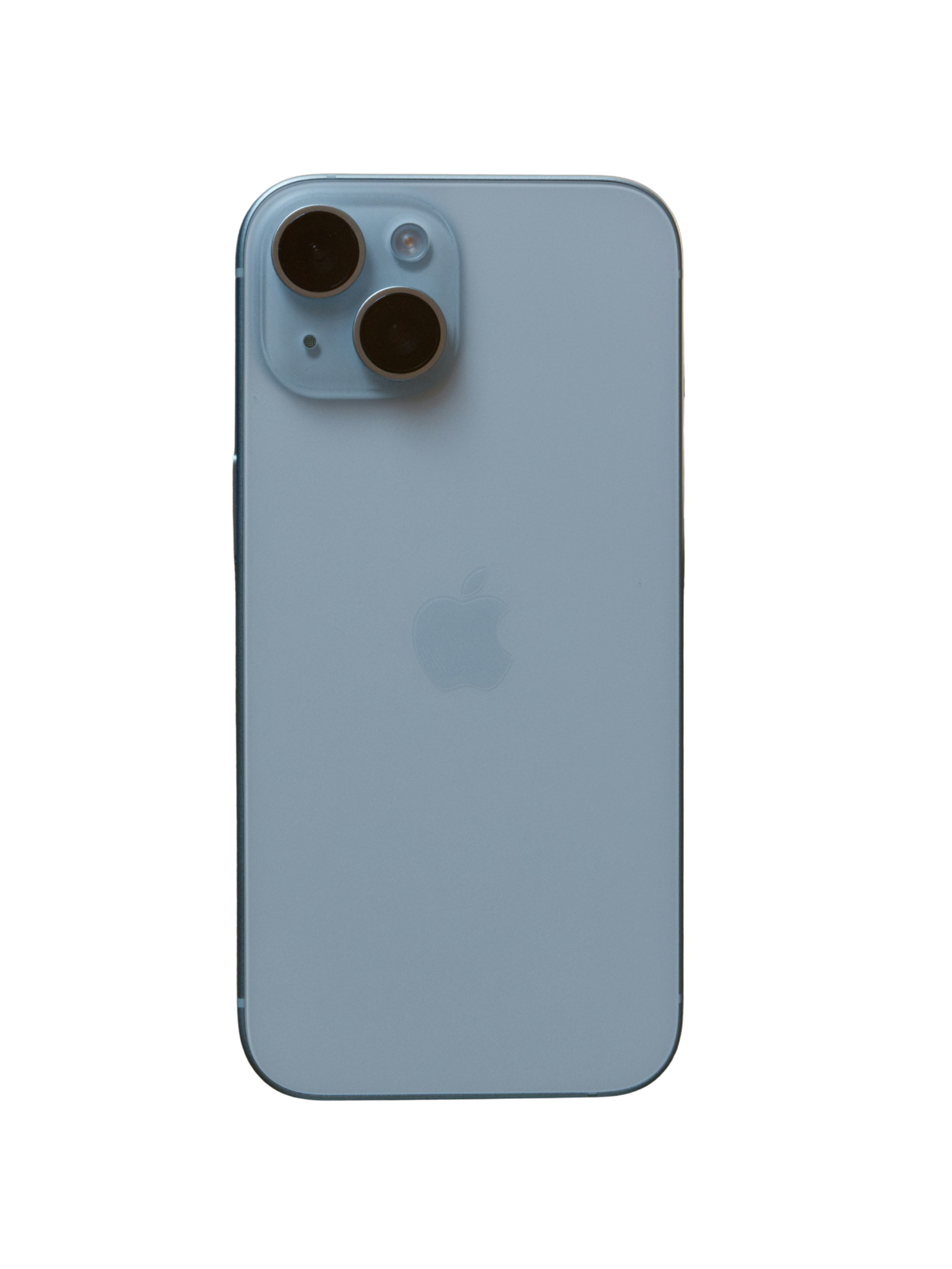A silver iPhone 13 Pro with triple camera lenses on a black background.