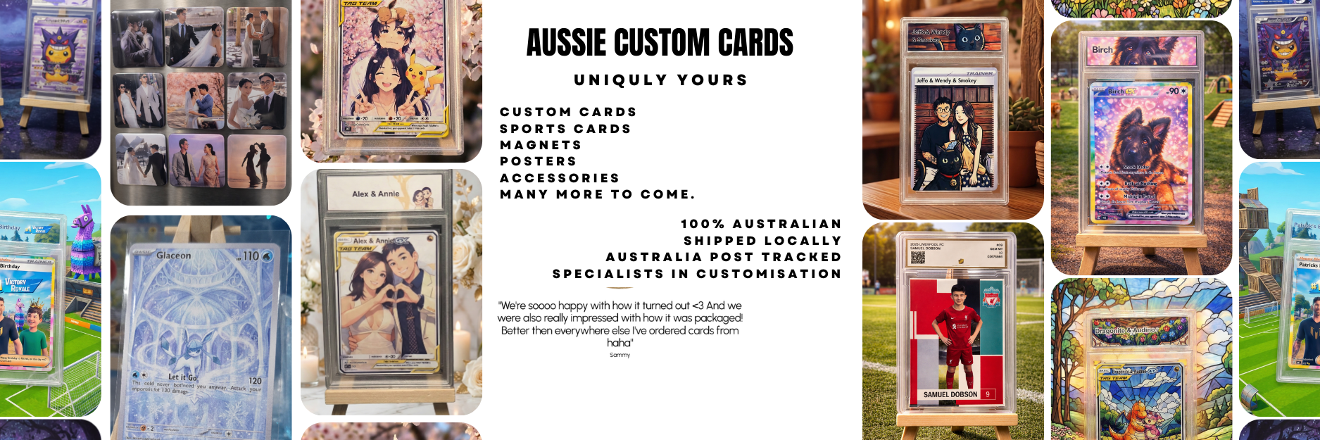banner for aussie custom cards, australia, pokemon examples