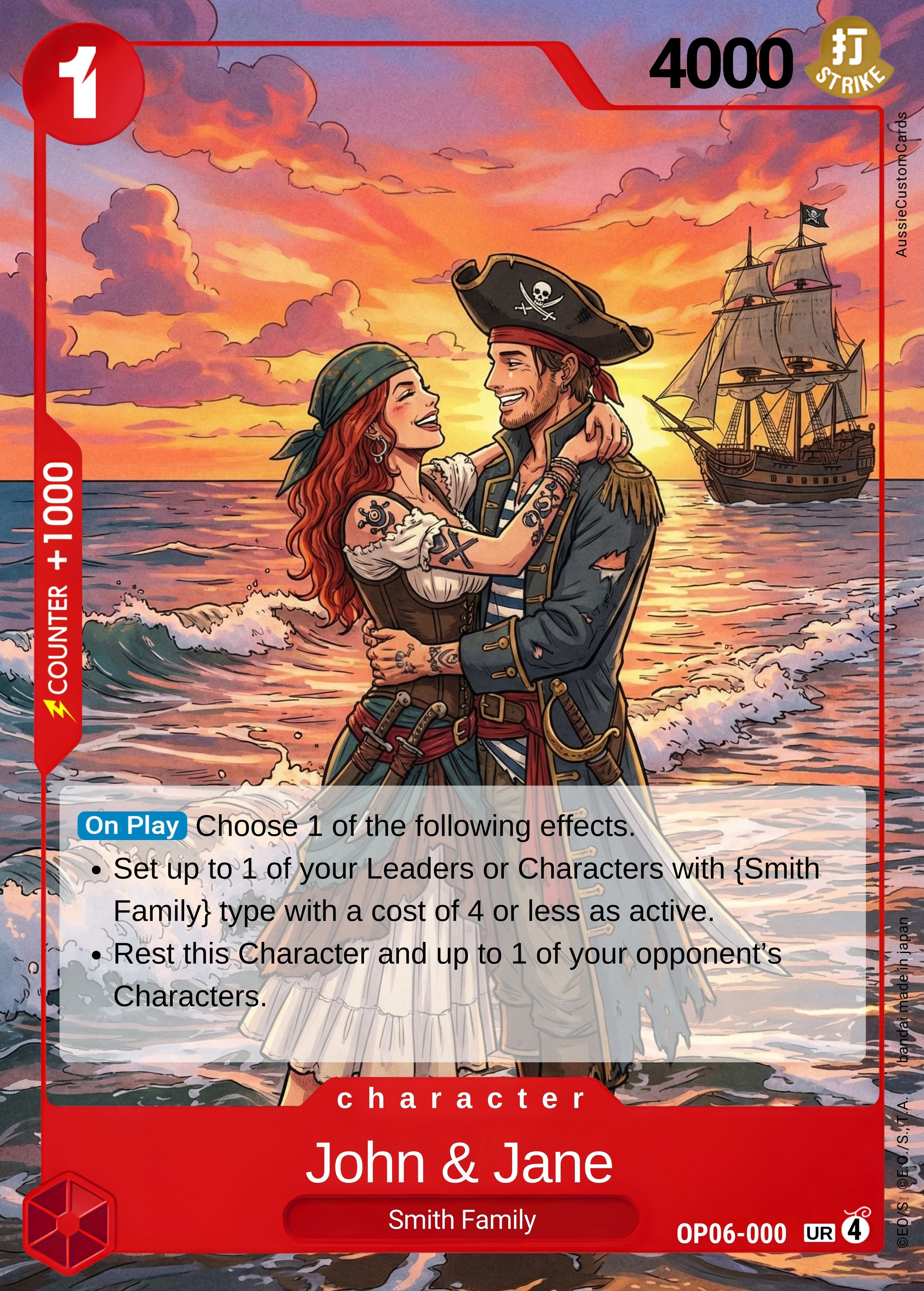 One piece custom card Australia valentines day