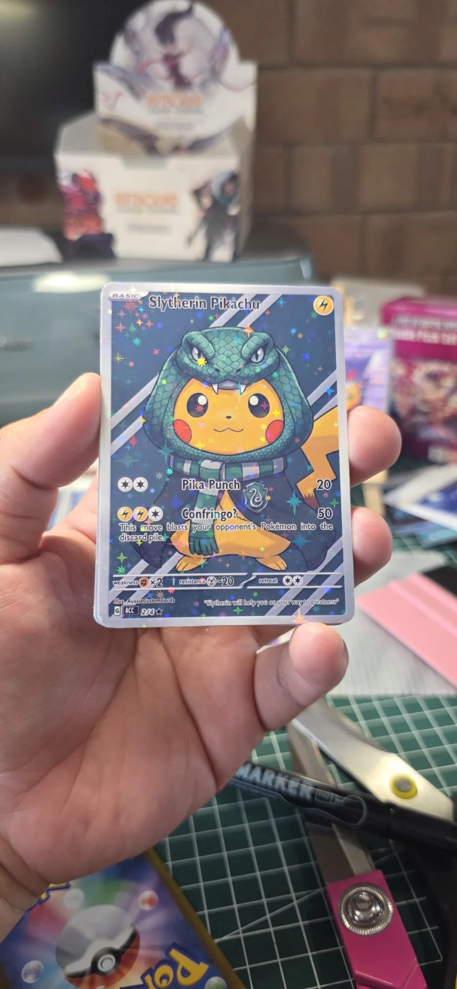 Pikachu Slytherin custom card