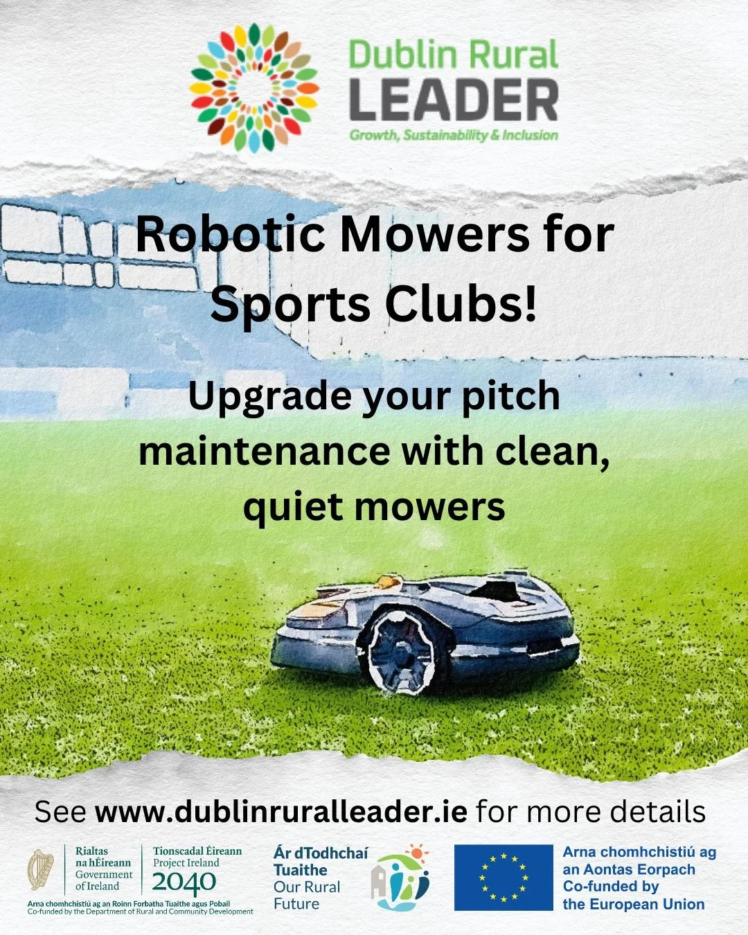 Funding for Robotic Mowers Now Available to Rural Sports Clubs in Dublin