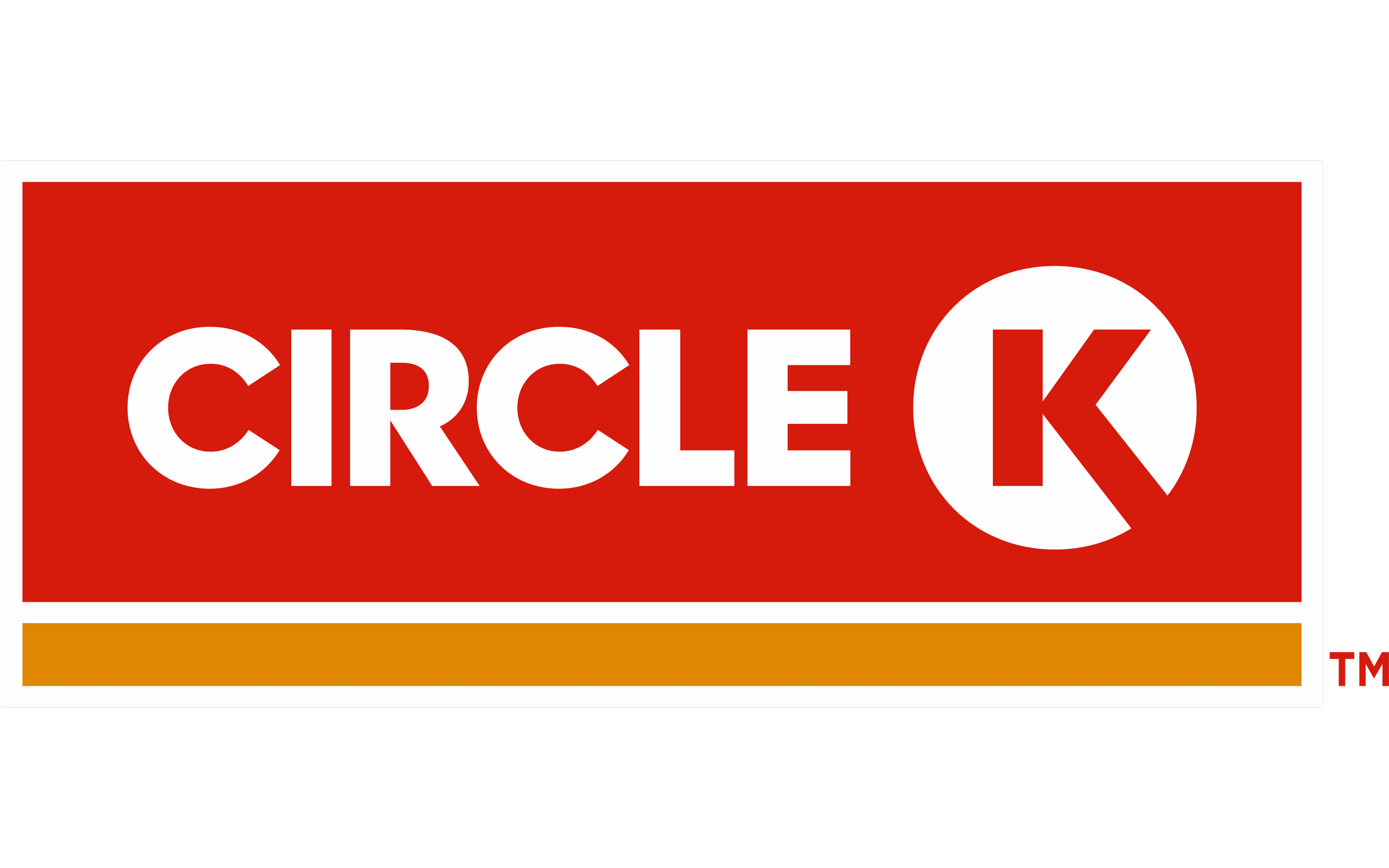 A logo with a red rectangular background, displaying the text "CIRCLE K" in white, with a white circle containing a red letter K on the right side, and a small TM symbol in red at the bottom right corner.
