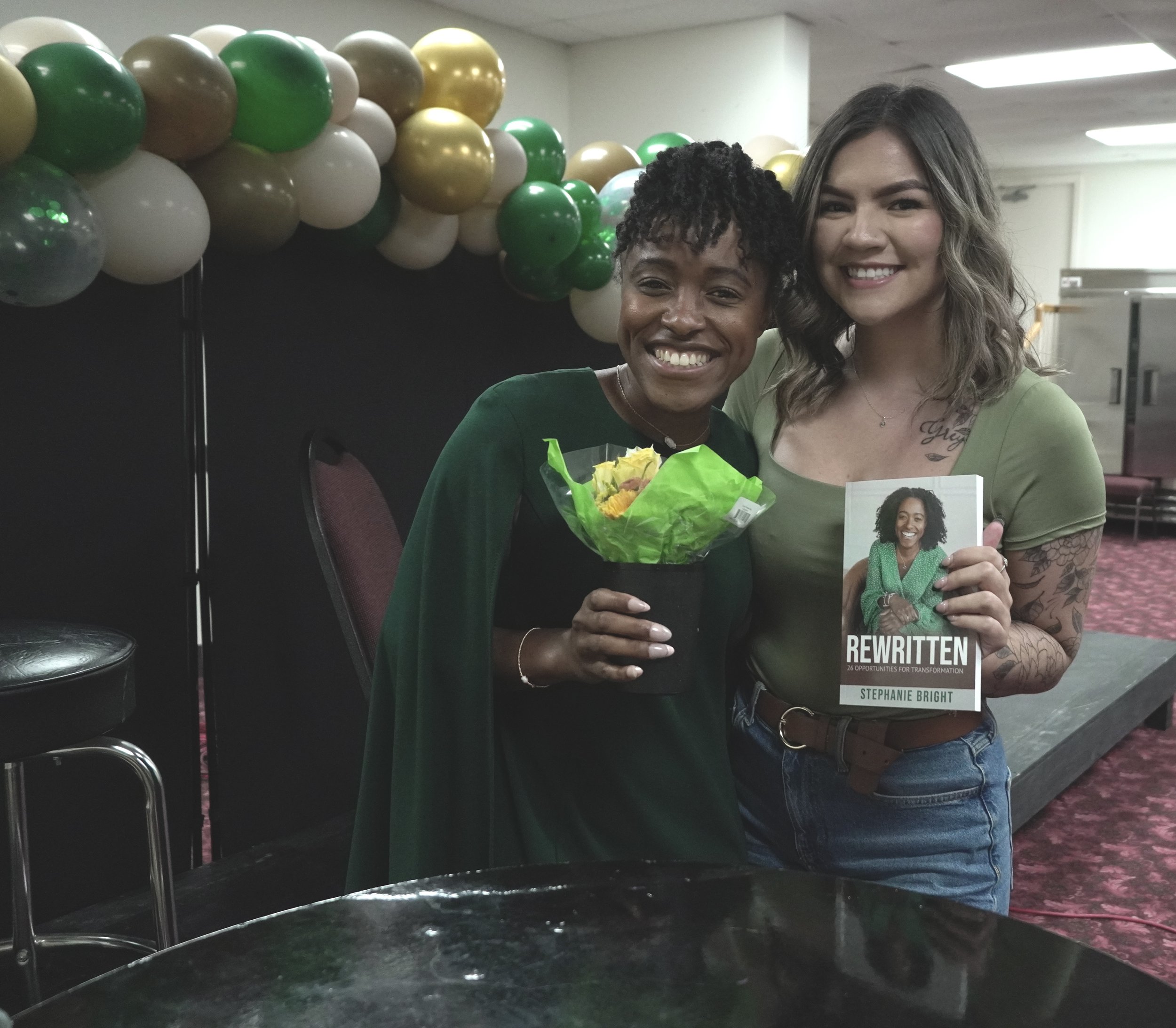 Rewritten Recap with Stephanie Bright and friend at launch party