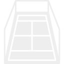 Line drawing of a basketball backboard with hoop and net