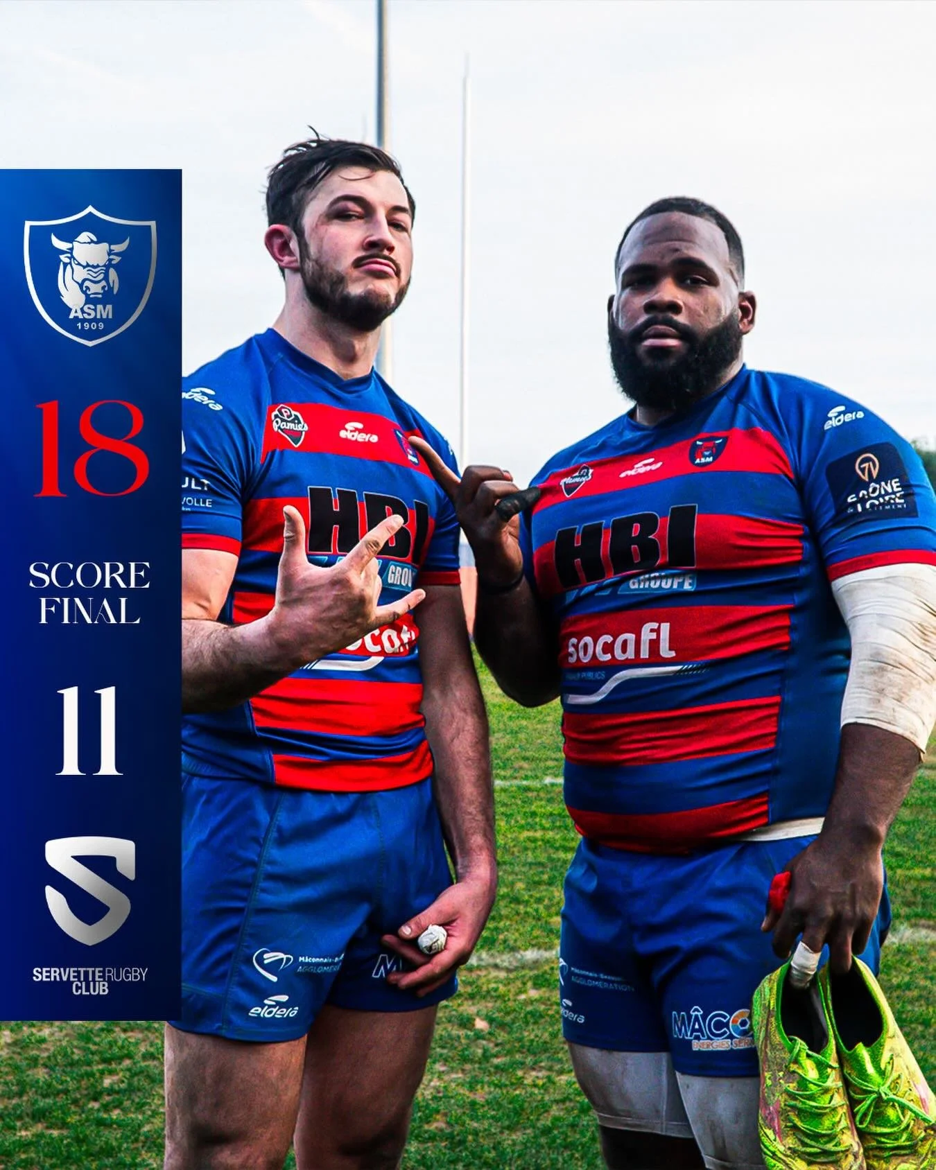 𝐕𝐈𝐂𝐓𝐎𝐈𝐈𝐈𝐈𝐑𝐄

Grosse victoire pour nous m&acirc;connais face &agrave; une belle &eacute;quipe du servette ! Cap d&eacute;sormais sur le d&eacute;placement face &agrave; la Seyne-Sur-Mer dimanche prochain !

𝐄𝐧𝐬𝐞𝐦𝐛𝐥𝐞 𝐑𝐨𝐮𝐠𝐞 &amp;