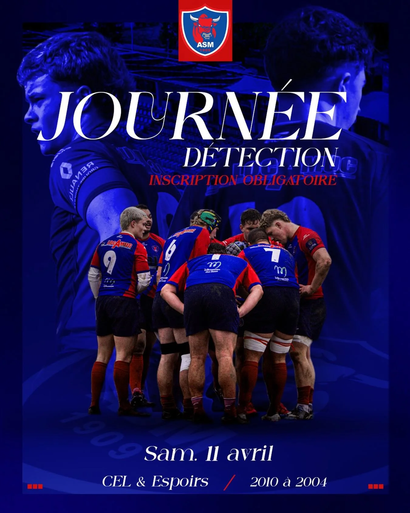 𝐉𝐎𝐔𝐑𝐍𝐄́𝐄 𝐃𝐄 𝐃𝐄́𝐓𝐄𝐂𝐓𝐈𝐎𝐍 🔴🔵

L&rsquo;AS M&acirc;con Rugby organise une journ&eacute;e de d&eacute;tection afin d&rsquo;int&eacute;grer son Centre d&rsquo;Entra&icirc;nement Labellis&eacute; (CEL) et son groupe Espoirs 💪

📅 Samedi 