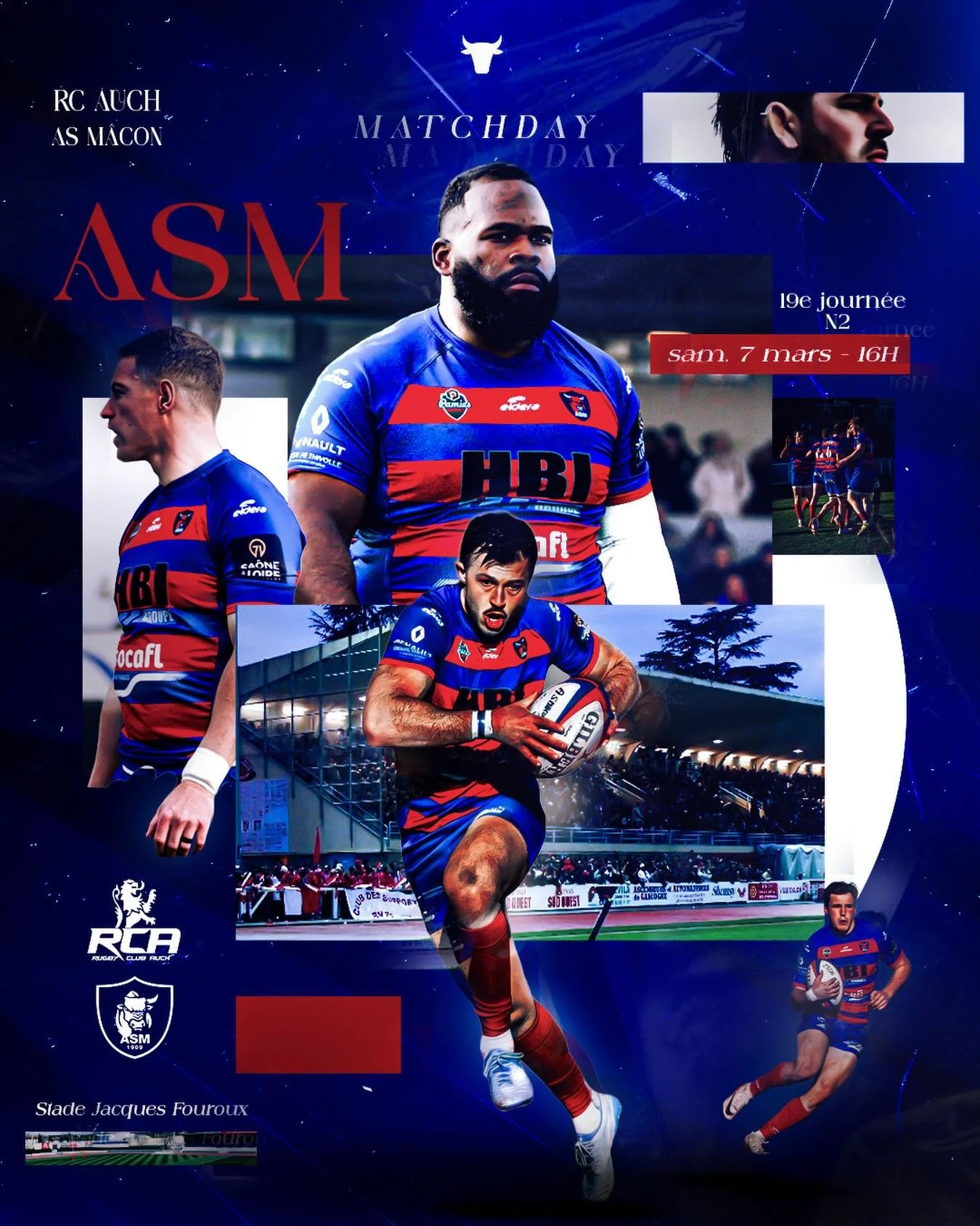 𝐉𝐎𝐔𝐑 𝐃𝐄 𝐌𝐀𝐓𝐂𝐇 🐂

Dernier match du bloc face &agrave; Auch pour nos joueurs !

🔜 AUCH
🏟️ Stade Jacques Fouroux
🕦 Espoirs 14H
🕦 &Eacute;quipe premi&egrave;re 16H

𝐄𝐧𝐬𝐞𝐦𝐛𝐥𝐞 𝐑𝐨𝐮𝐠𝐞 &amp; 𝐁𝐥𝐞𝐮 🔴🔵