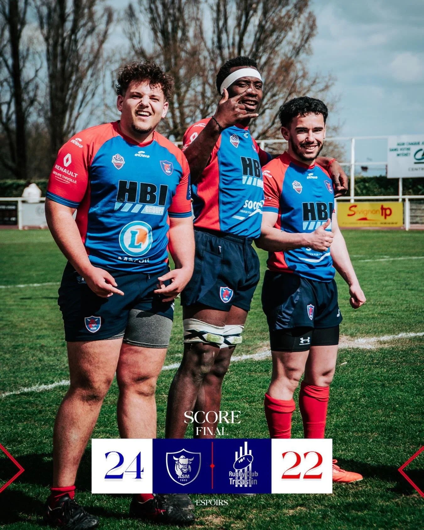 𝐕𝐈𝐂𝐓𝐎𝐈𝐈𝐈𝐈𝐑𝐄 🔥

Victoire au bout du suspense pour nos Espoirs, qui s&rsquo;imposent dans les toutes derni&egrave;res minutes ! 💪

Un succ&egrave;s arrach&eacute; avec le c&oelig;ur, bravo les gars ! 👏

𝐄𝐧𝐬𝐞𝐦𝐛𝐥𝐞 𝐑𝐨𝐮𝐠𝐞 &amp; ?