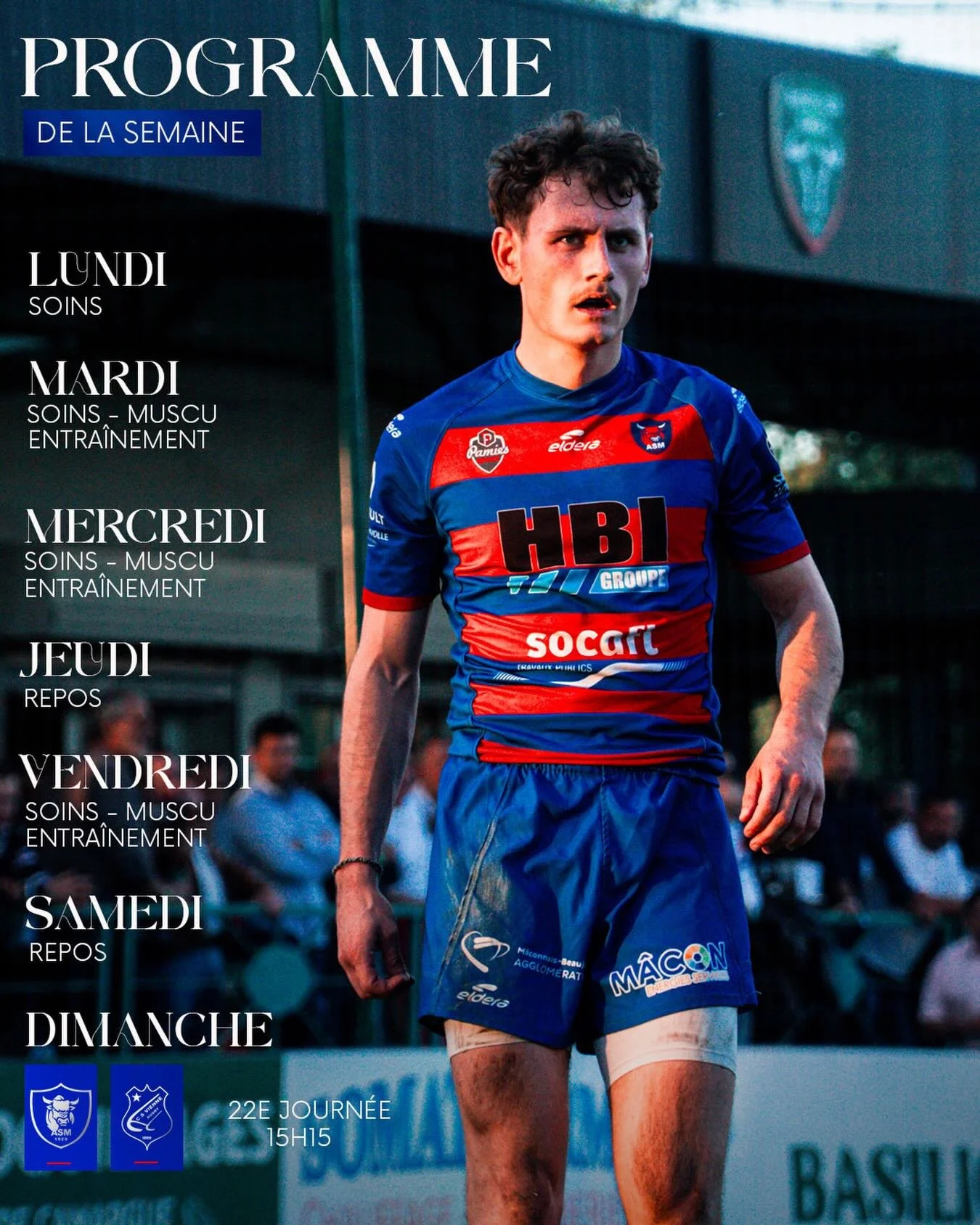 𝐏𝐑𝐎𝐆𝐑𝐀𝐌𝐌𝐄 𝐃𝐄 𝐋𝐀 𝐒𝐄𝐌𝐀𝐈𝐍𝐄

Une semaine pour pr&eacute;parer le dernier match du championnat dimanche 👊

🔜 VIENNE
🏟️ Stade &Eacute;mile Vanier
🕓 Espoirs : 13h30
🕕 &Eacute;quipe premi&egrave;re : 15h15

𝐄𝐧𝐬𝐞𝐦𝐛𝐥𝐞 𝐑𝐨𝐮𝐠?