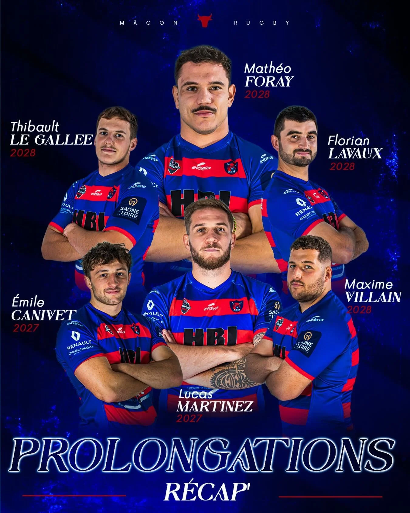 𝐑𝐄𝐂𝐀𝐏&rsquo;

Voici un r&eacute;capitulatif des prolongations de nos M&acirc;connais &agrave; ce jour :

✍️ Math&eacute;o Foray &mdash; 2028
✍️ Thibault Le Gall&eacute;e &mdash; 2028
✍️ Maxime Villain &mdash; 2028
✍️ Lucas Martinez &mdash; 2027

