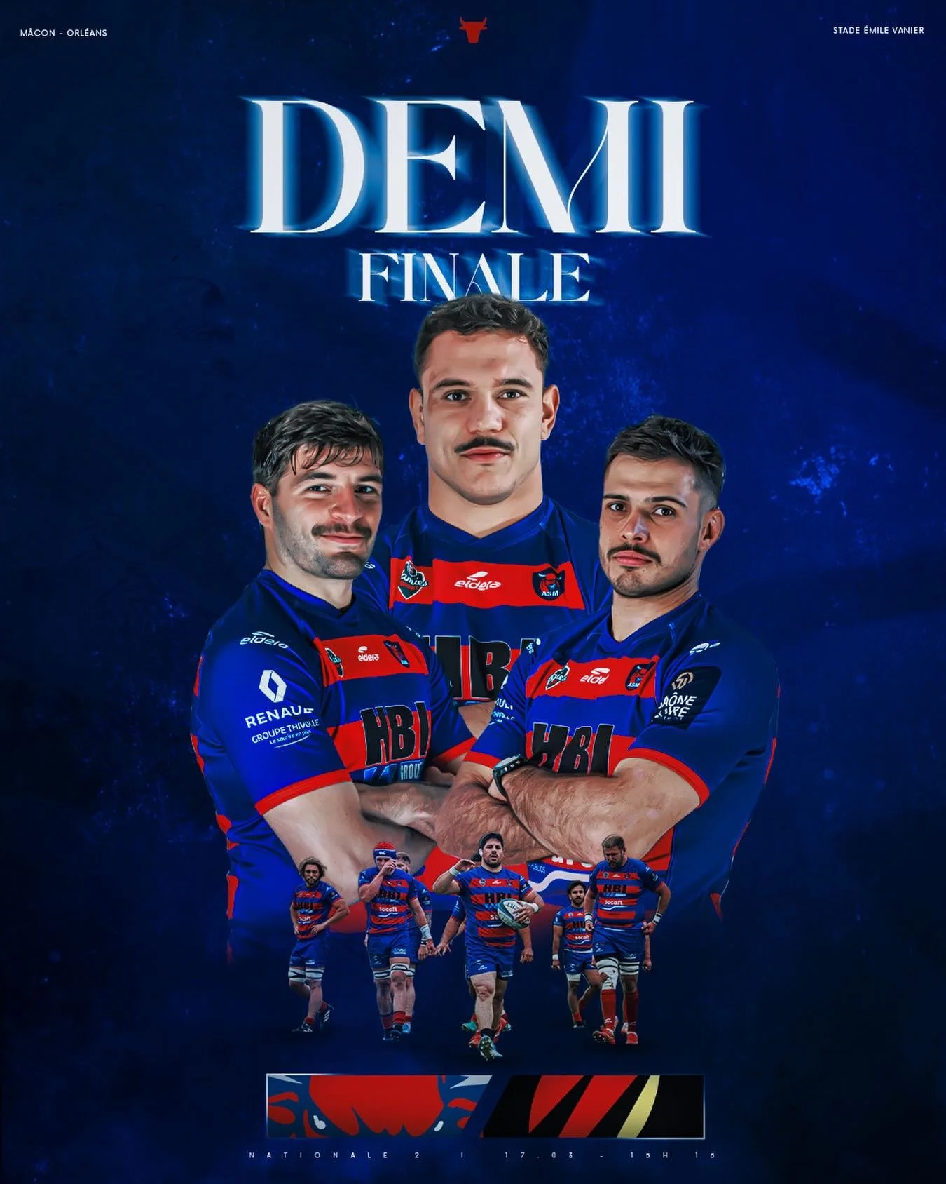 𝐃𝐄𝐌𝐈-𝐅𝐈𝐍𝐀𝐋𝐄 🐂

Rendez-vous le 17 mai &agrave; 15h15 au Stade &Eacute;mile Vanier pour la demi-finale aller face &agrave; Orl&eacute;ans !

Un match capital pour bien lancer cette double confrontation avant le retour, pr&eacute;vu le 24 mai