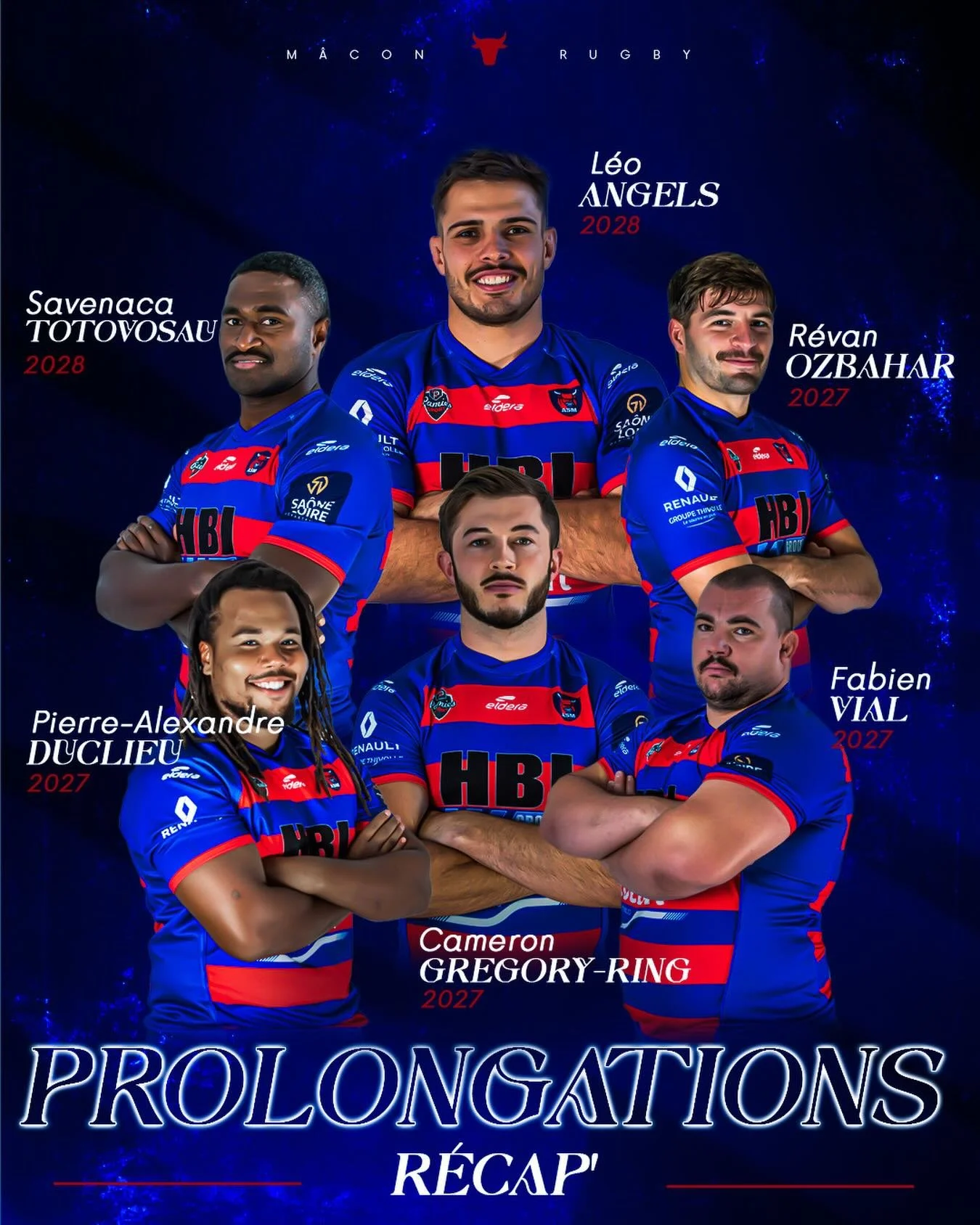 𝐑𝐄𝐂𝐀𝐏&rsquo;

Voici un r&eacute;capitulatif des r&eacute;centes prolongations de nos m&acirc;connais &agrave; ce jour :

✍️ L&eacute;o Angels &mdash; 2028
✍️ Savenaca Totovosau &mdash; 2028
✍️ R&eacute;van Ozbahar &mdash; 2027
✍️ Fabien Vial &md
