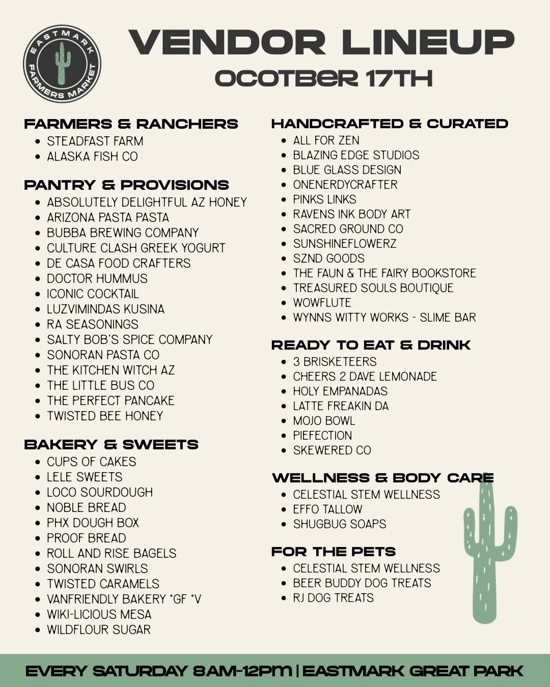 More than 50 vendors are joining us, every space is filled and they want to be here because this community continues to show up for them. That&rsquo;s what makes this lineup feel so good.

Here&rsquo;s who you&rsquo;ll find at the market this Saturda