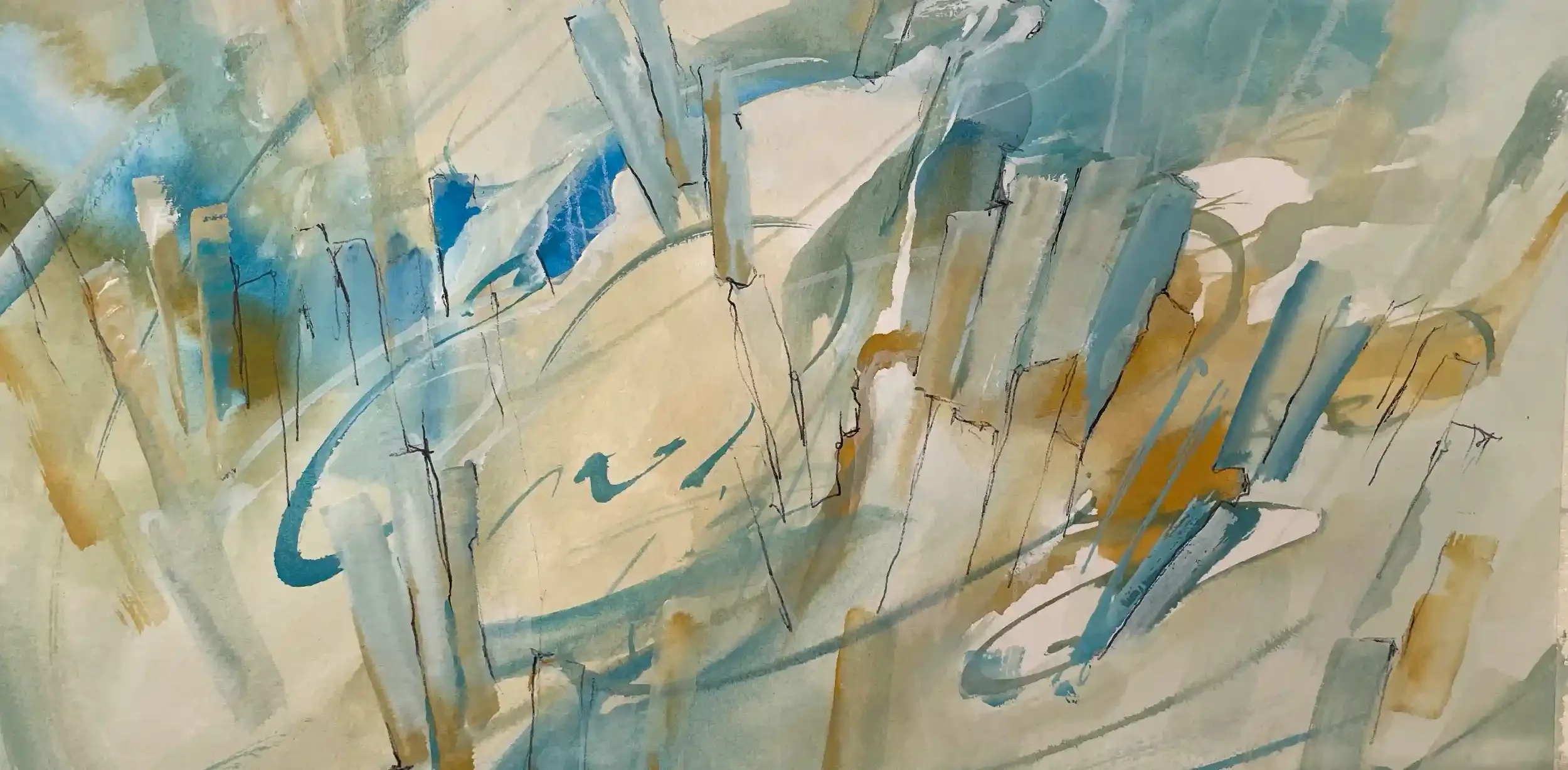  Unfettered  Mixed media on paper, 15-1/4 x 20-3/8" German silver metal frame, white mat. 2024. $895