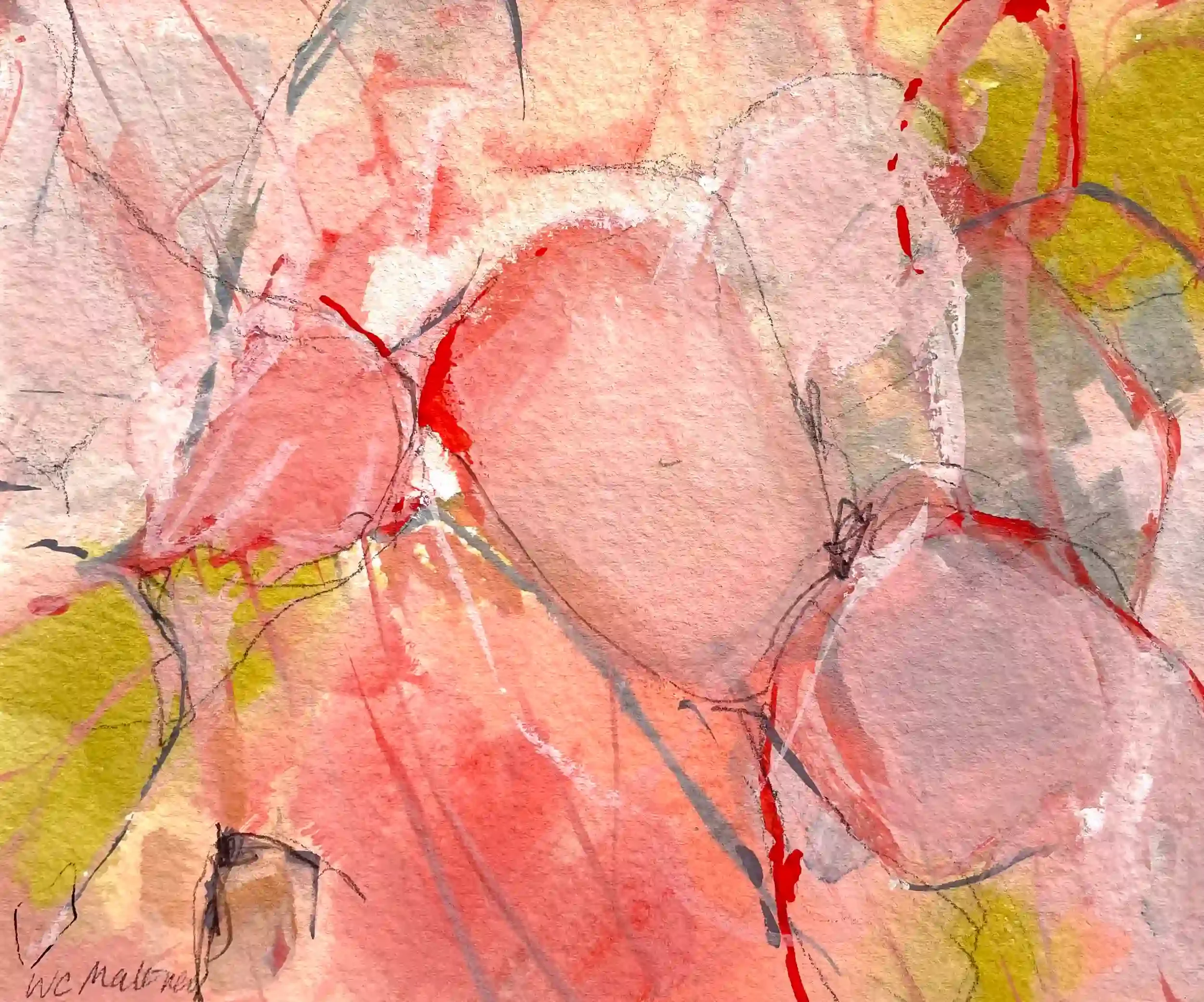  Carousel  Mixed media on paper, 10-3/4 x 11-3/4" Brushed silver metal frame, white mat. 2024. $550