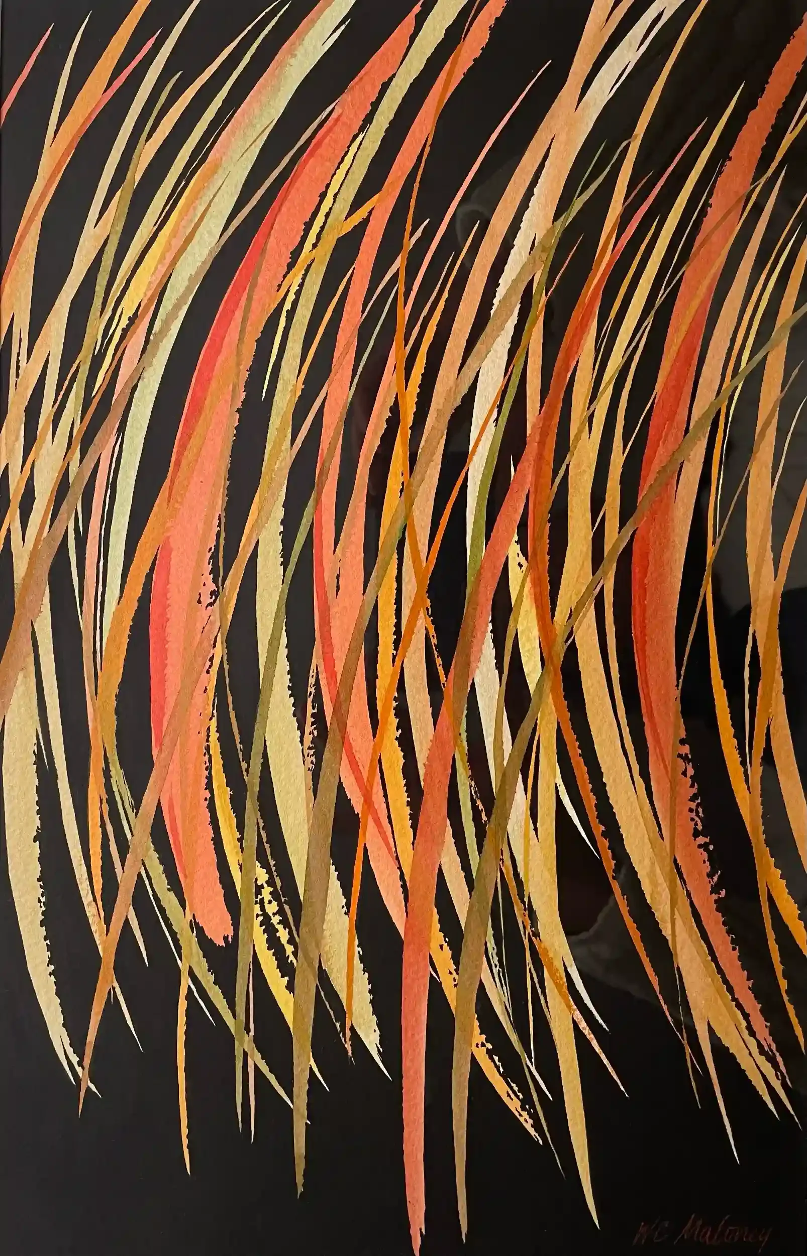  Freefall  Watercolor and gouache on paper, 20-3/8 x 15-1/8" Black metal frame, white mat. 2024. $895
