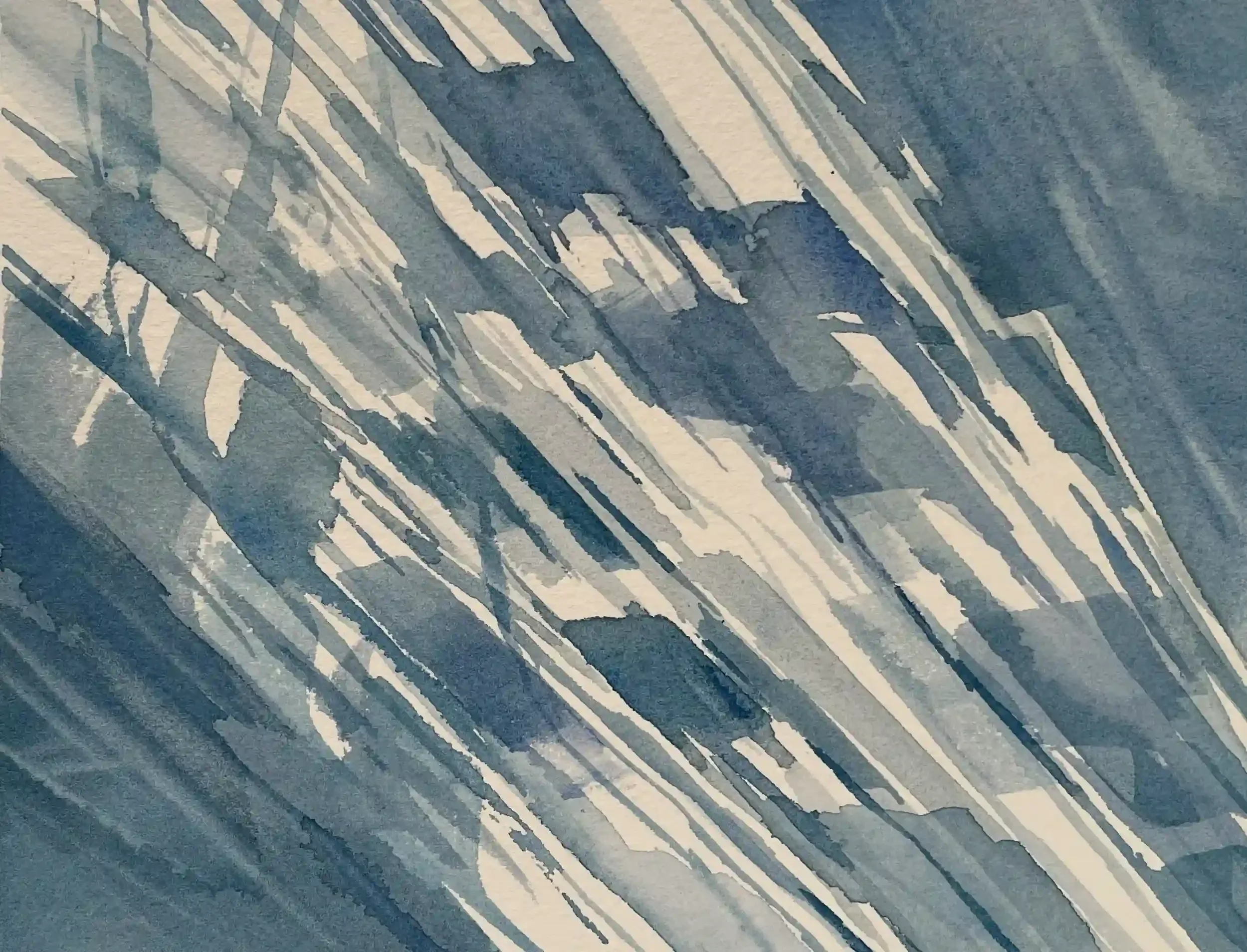  Living Shadows  Watercolor, 9-7/8 x 11-1/8" German silver metal frame, white mat. 2023. $500