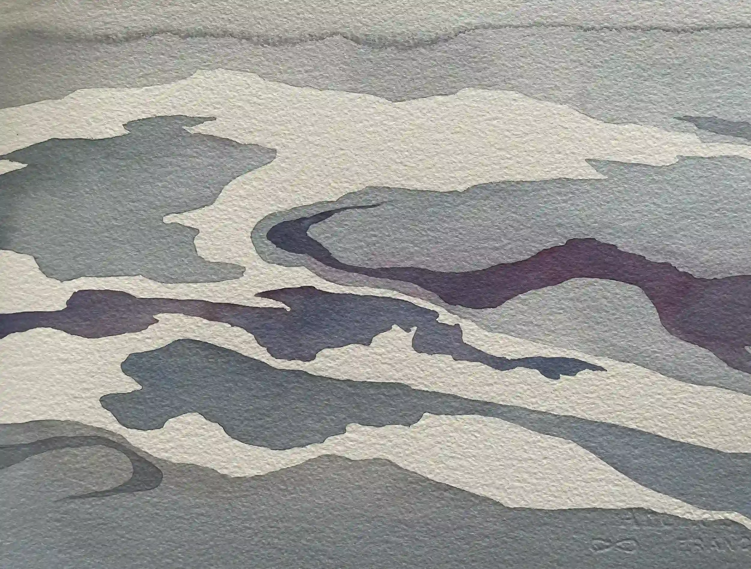  West End Ponds, Cuttyhunk Island  Watercolor on paper, 16-5/8 x 20-1/4” Brushed silver metal frame, white mat with gray liner. 2023. $875