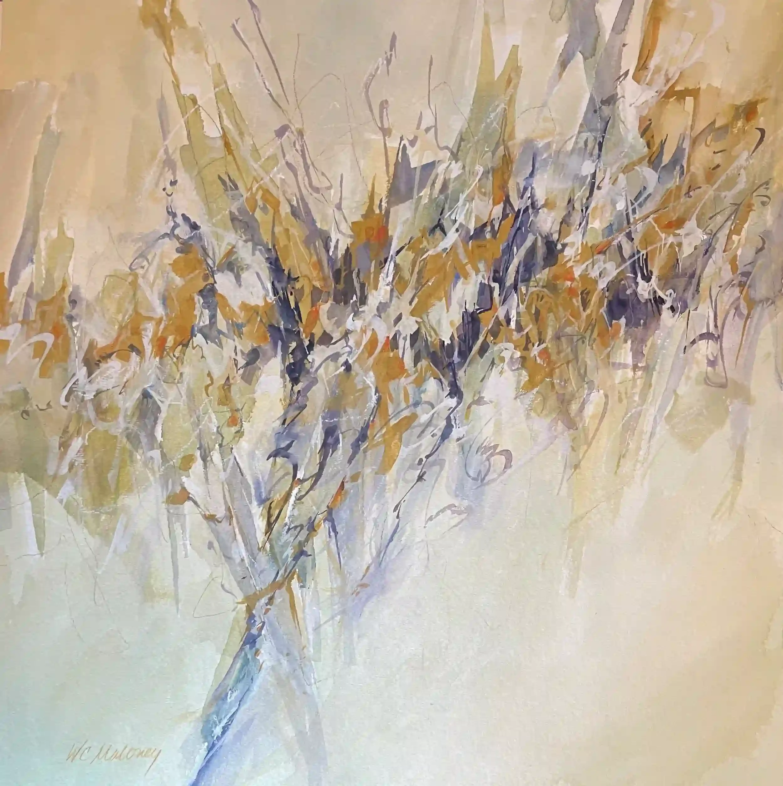  Flourish  Watercolor and gouache on paper, 21-5/8 x 21-5/8" German silver metal frame, white mat. 2026. $1150