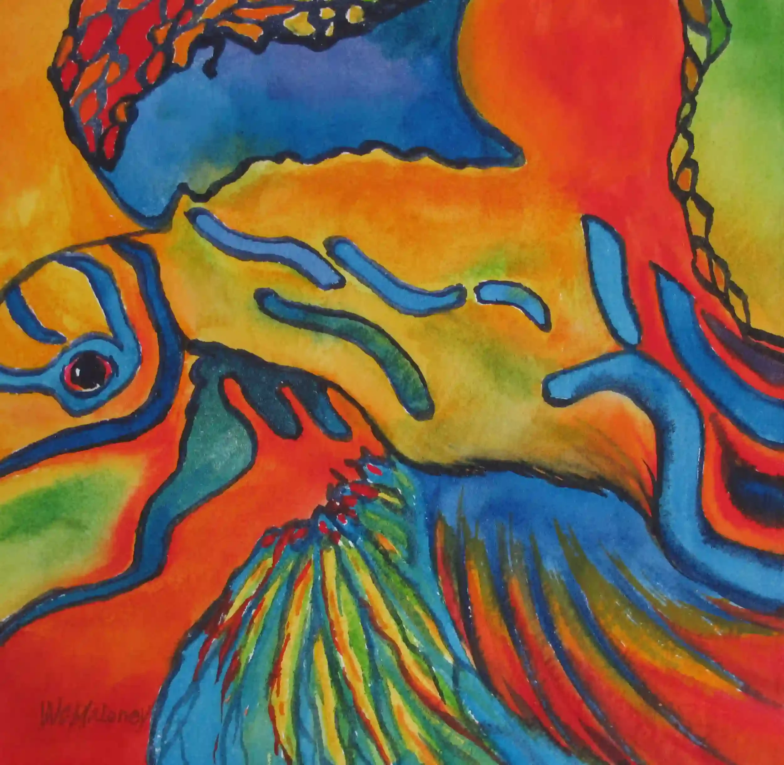  Mandarin Fish  Archival quality fine art print from my original art. Image area: 10 x 10" plus 1" white border. $125