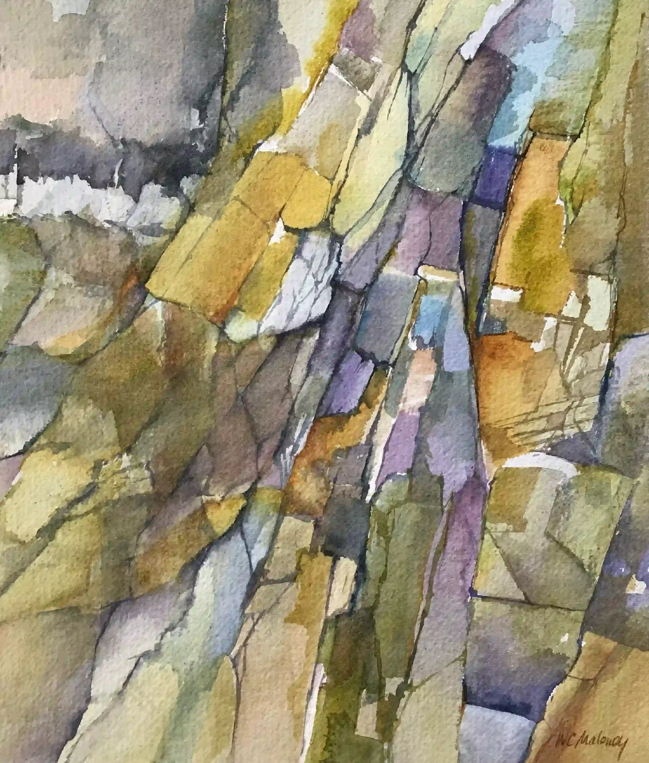  High Notes  Watercolor, 16-1/4 x 14-7/8" German silver metal frame, white mat. 2018. $675