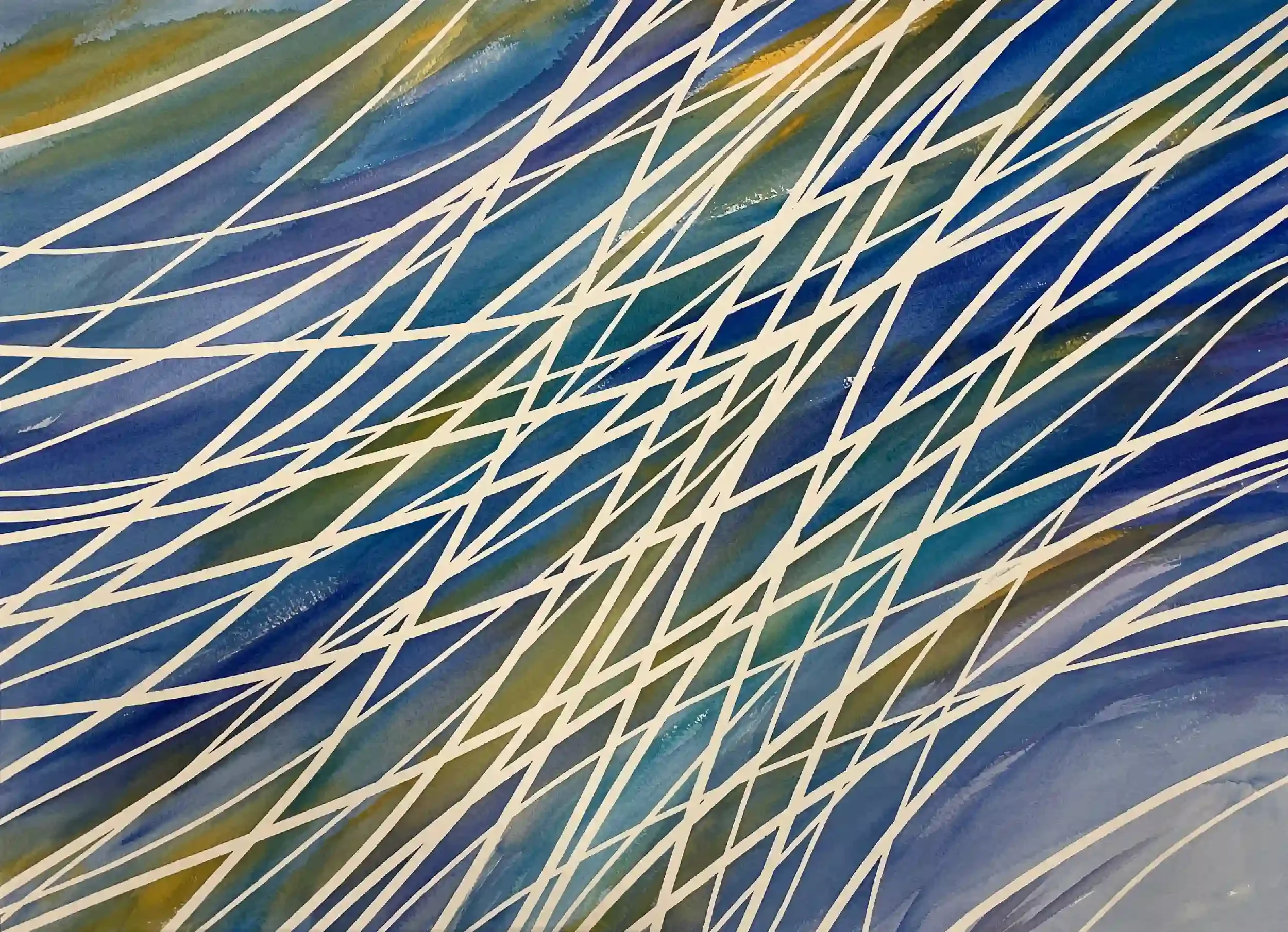  Crosswinds II  Watercolor, 27-5/8 x 37-3/4" Brushed silver metal frame, white mat. 2023. $2500